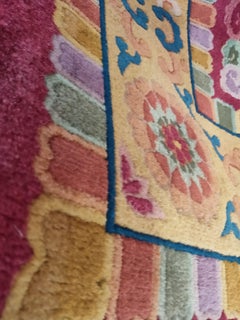 1920s Deep Red 9 Dragon Design Antique Chinese Art Deco Rug 8'8" x 11'9" Carpet