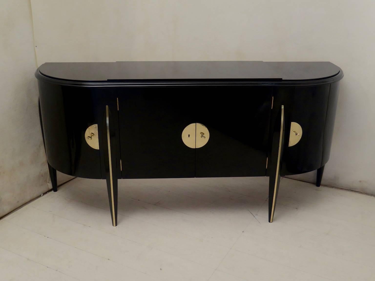 1920s Demilune Italian Art Deco Sideboard In Excellent Condition In Rome, IT