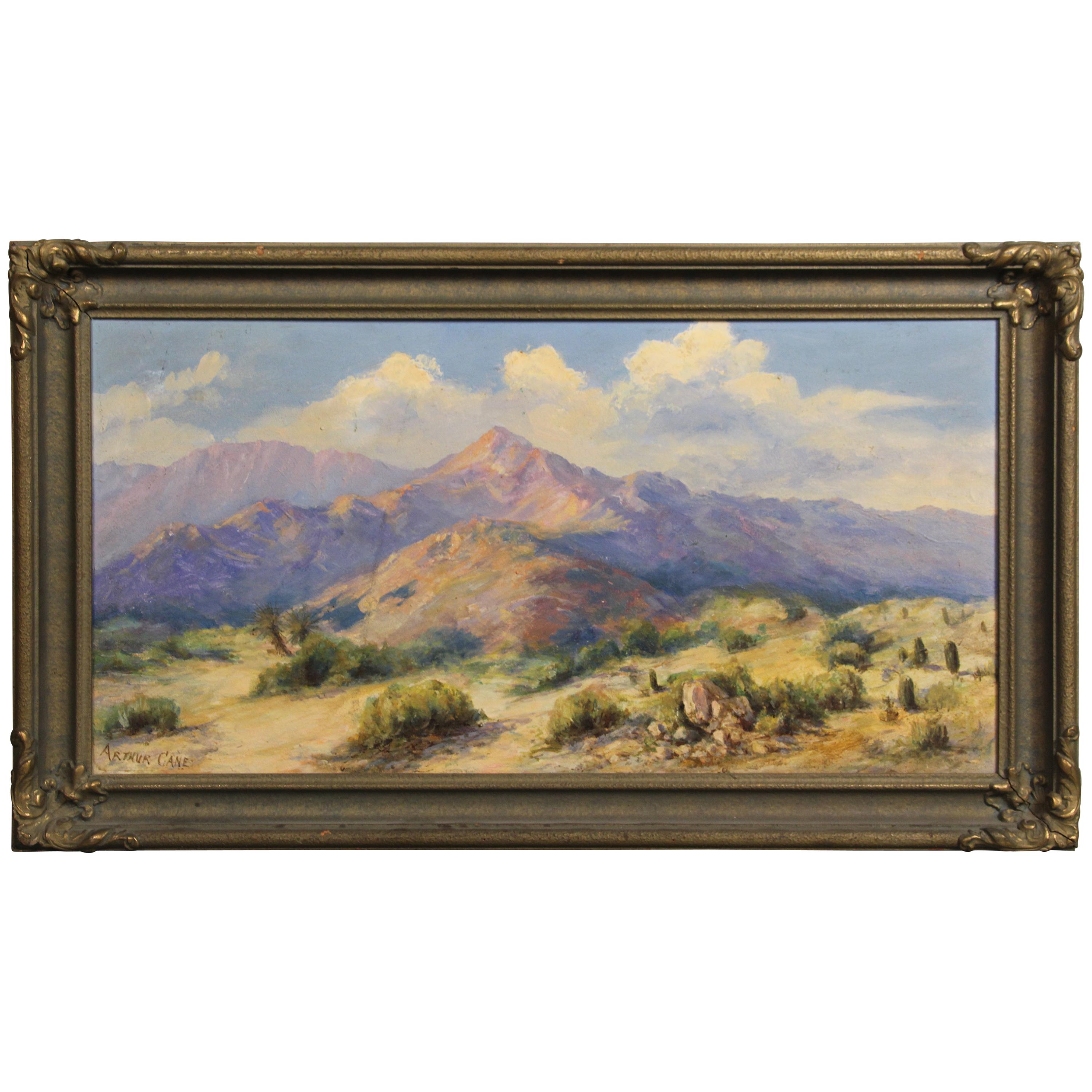 1920s Desert Landscape in Original Frame