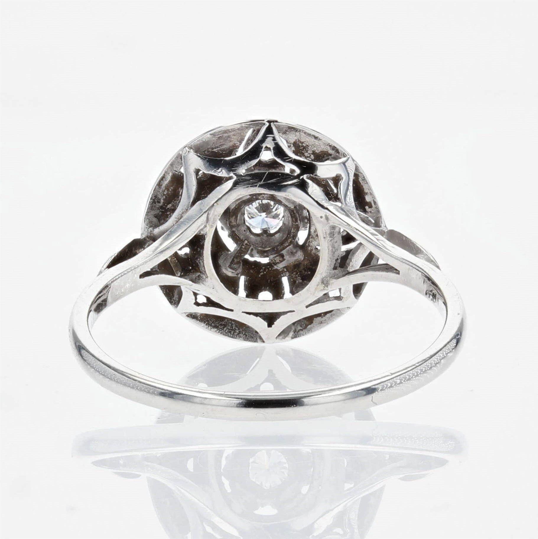 1920s Diamond 18 Karat White Gold Thin Round Ring For Sale 4