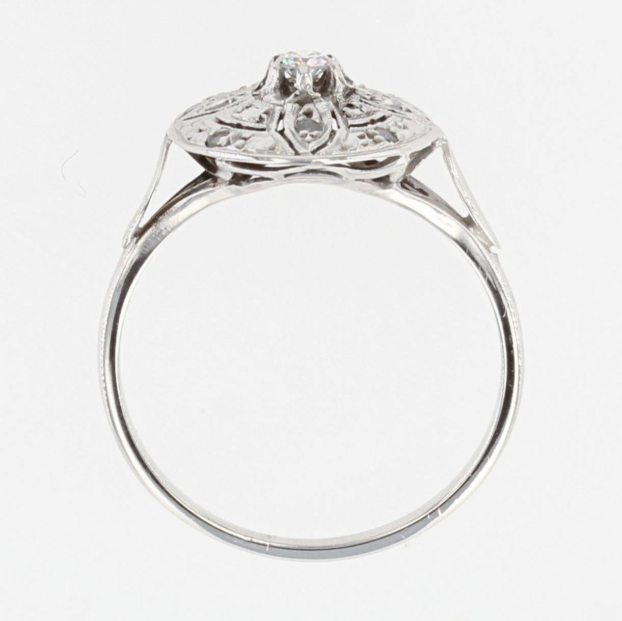1920s Diamond 18 Karat White Gold Thin Round Ring For Sale 5