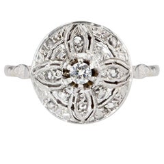1920s Diamond 18 Karat White Gold Thin Round Ring