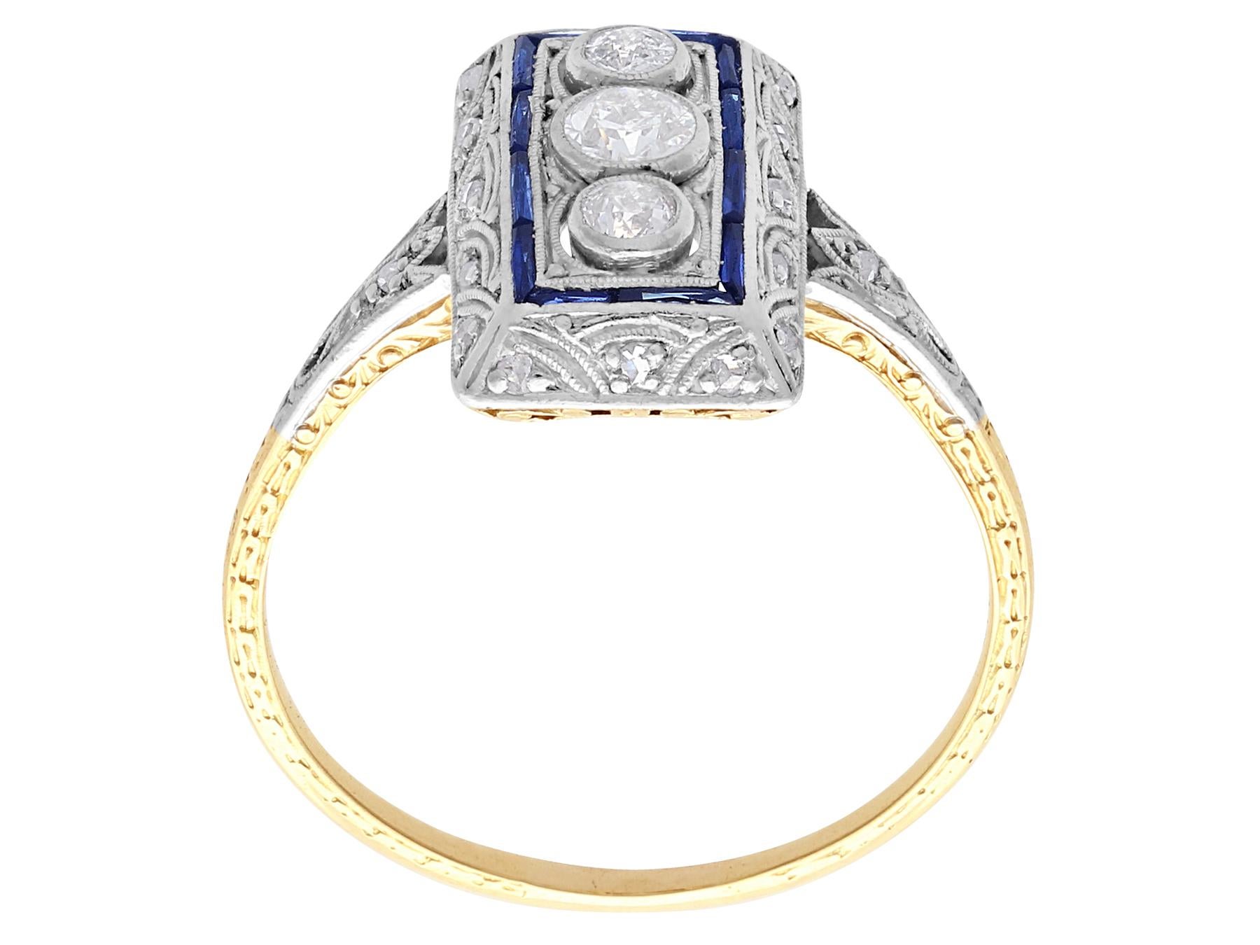 1920er Jahre Diamant und Saphir Gelbgold Art Deco Cocktail Ring im Zustand „Hervorragend“ im Angebot in Jesmond, Newcastle Upon Tyne