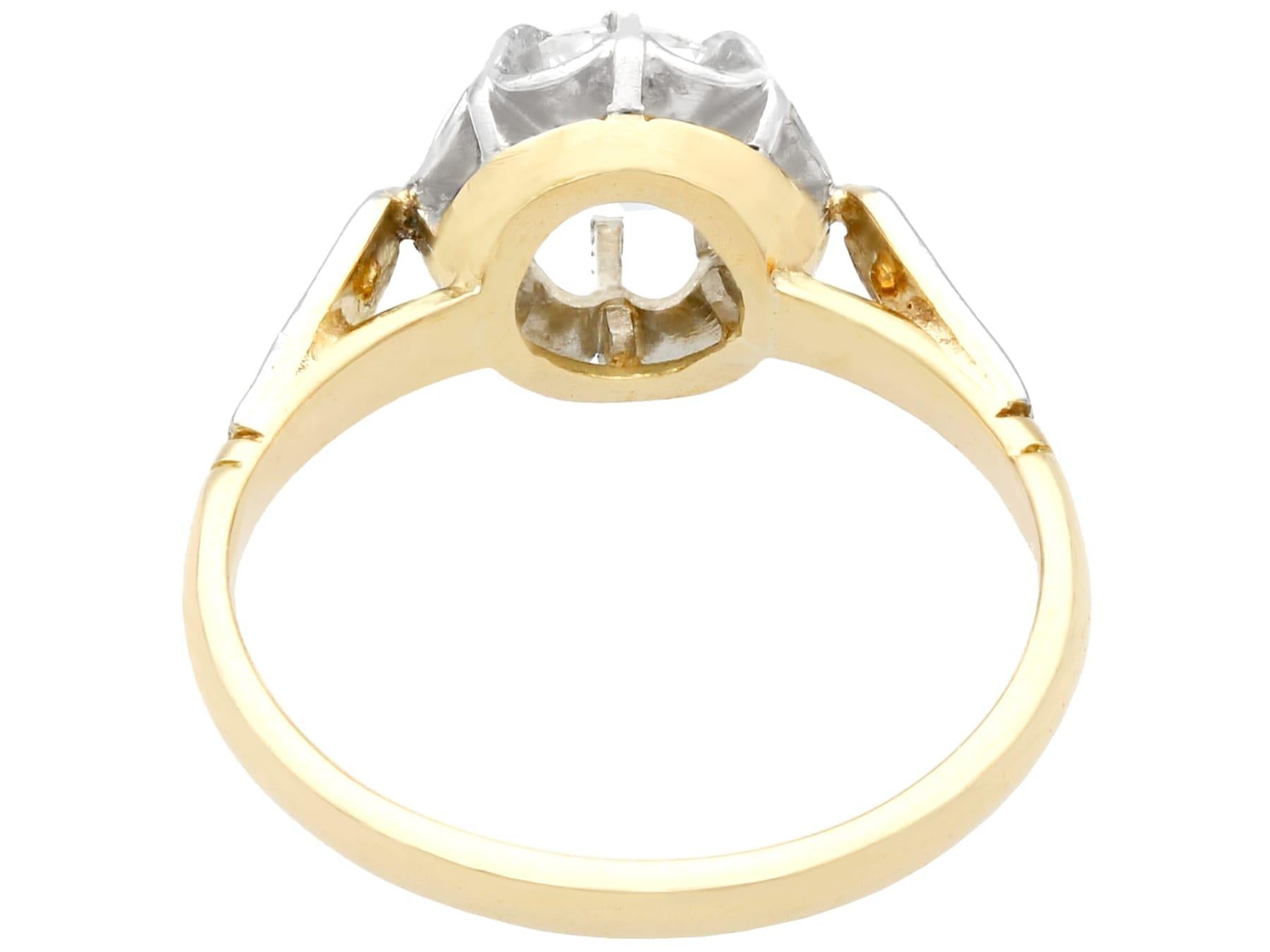 Bague de fiançailles solitaire en or jaune et diamant des années 1920 Pour femmes en vente