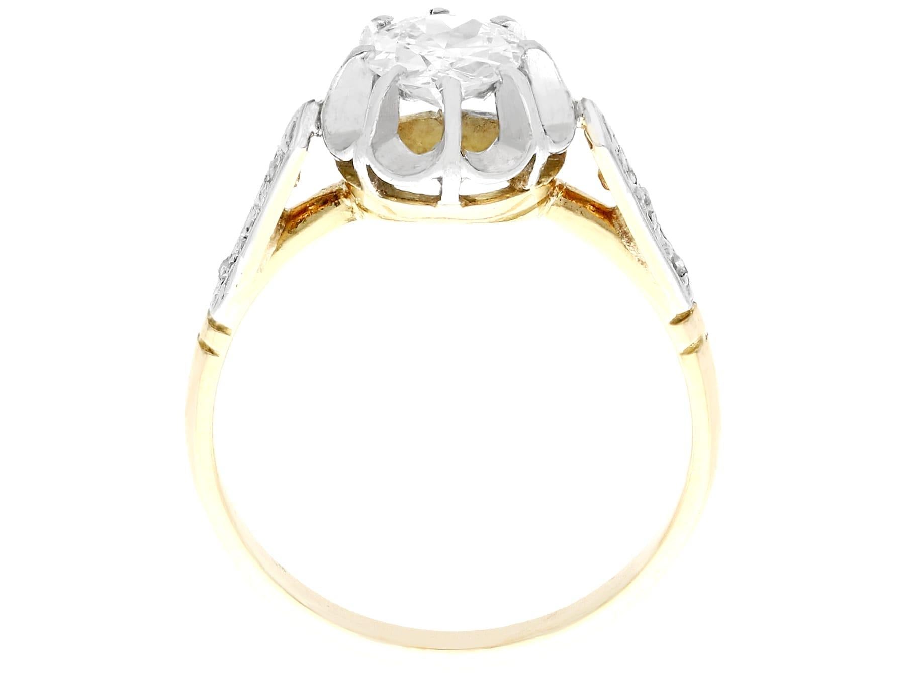 Bague de fiançailles solitaire en or jaune et diamant des années 1920 en vente 1