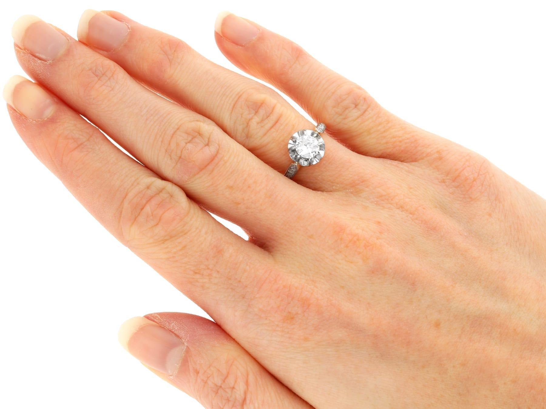 Bague de fiançailles solitaire en or jaune et diamant des années 1920 en vente 2