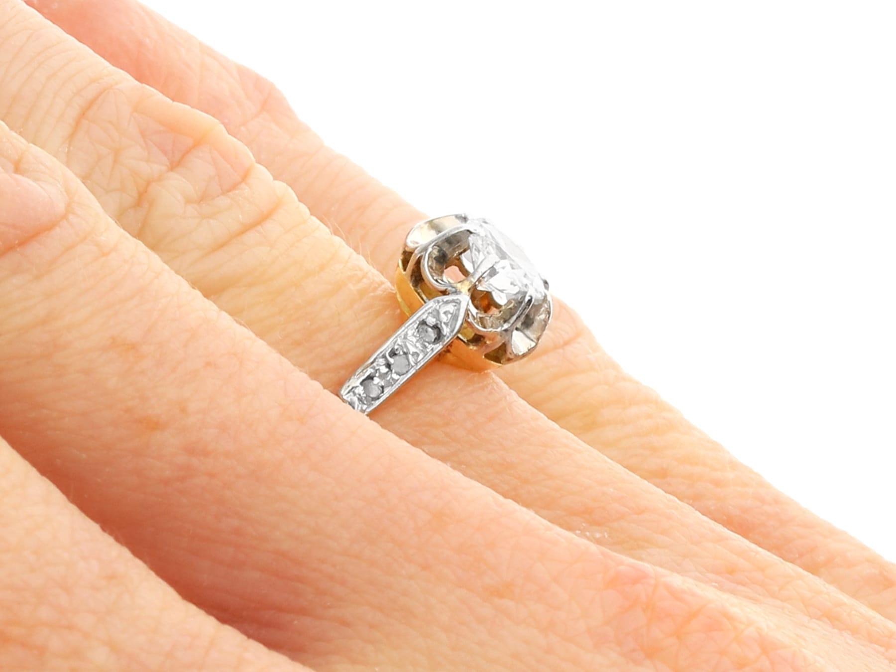 Bague de fiançailles solitaire en or jaune et diamant des années 1920 en vente 3