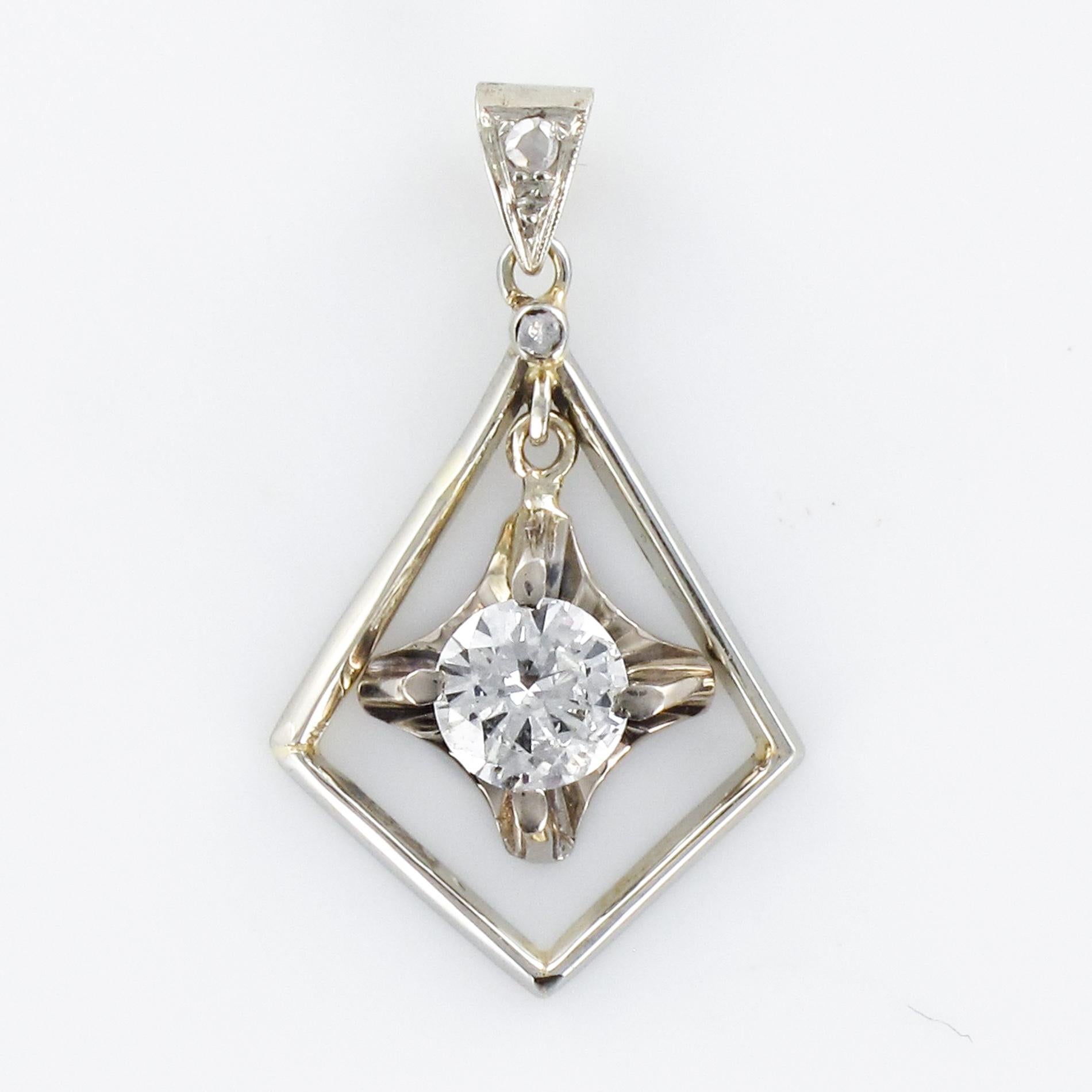 1920s Art Deco Diamond Lozenge Pendant 2