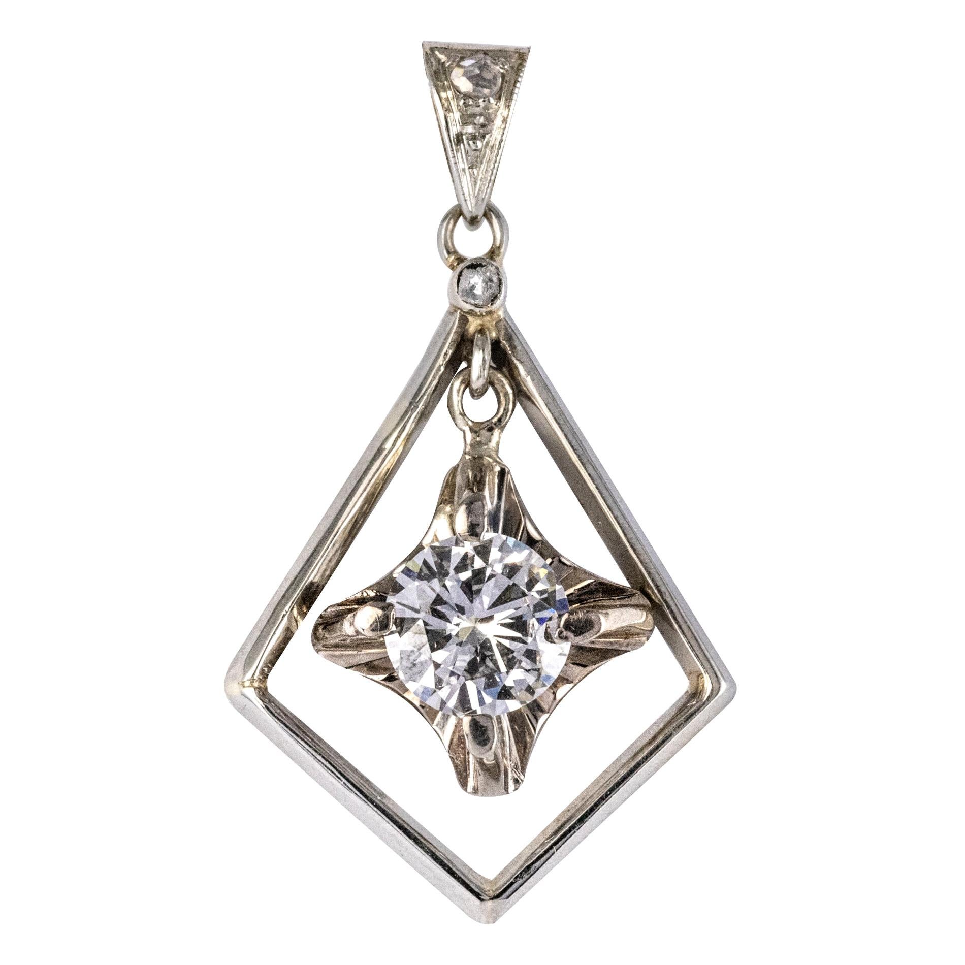 1920s Art Deco Diamond Lozenge Pendant