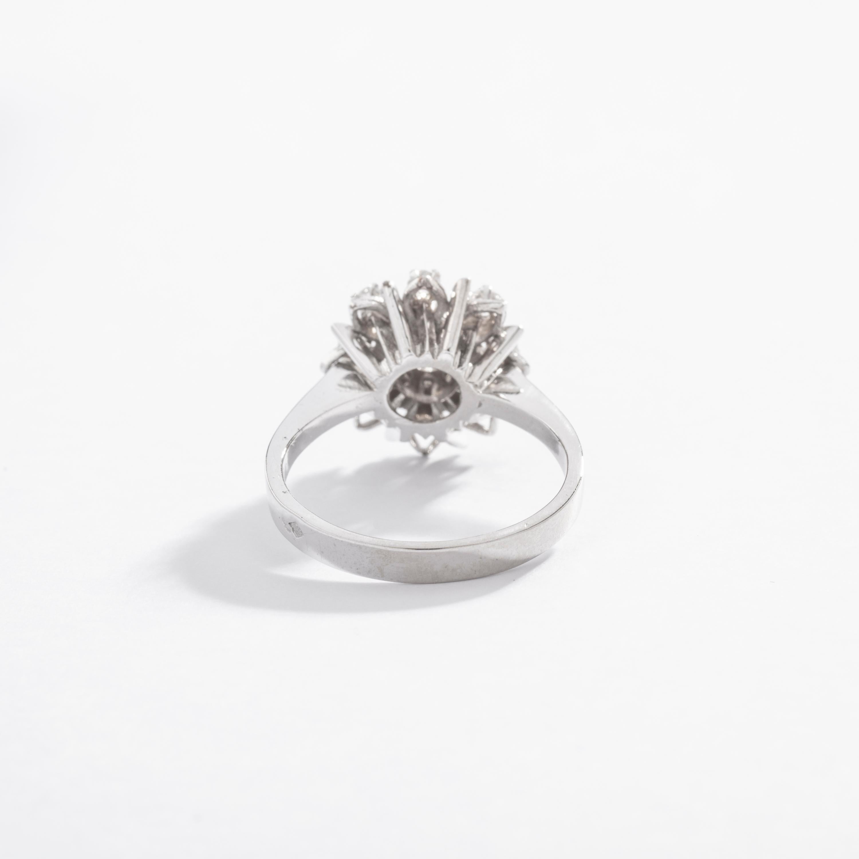 Women's or Men's 1920s Diamond on White Gold Flower Ring