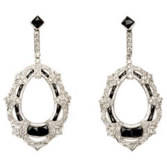 1920s earrings 1920s Diamond, Onyx, Platinum Dangle Earrings