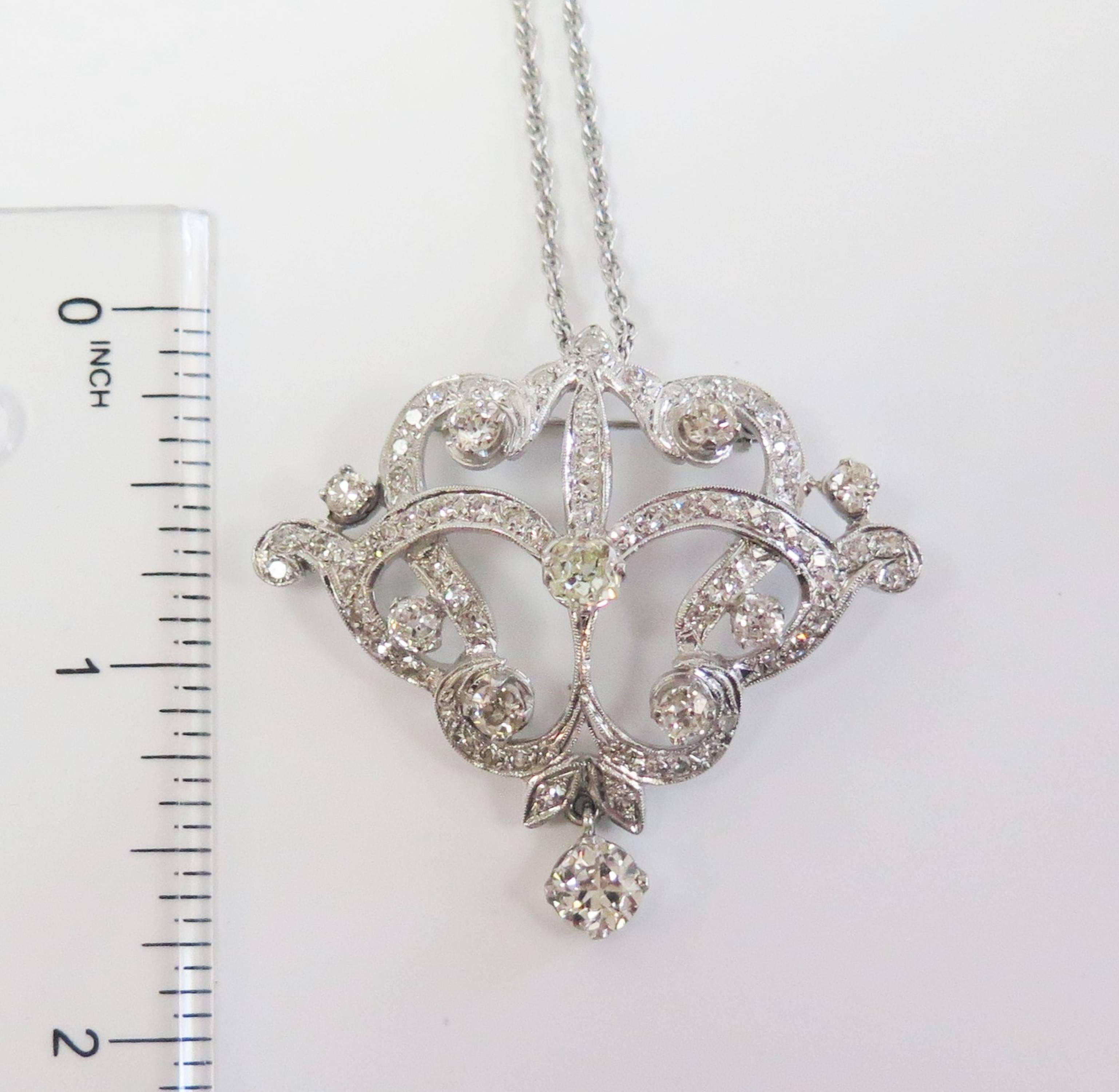 Old European Cut 1920s Diamond Pin or Pendant For Sale