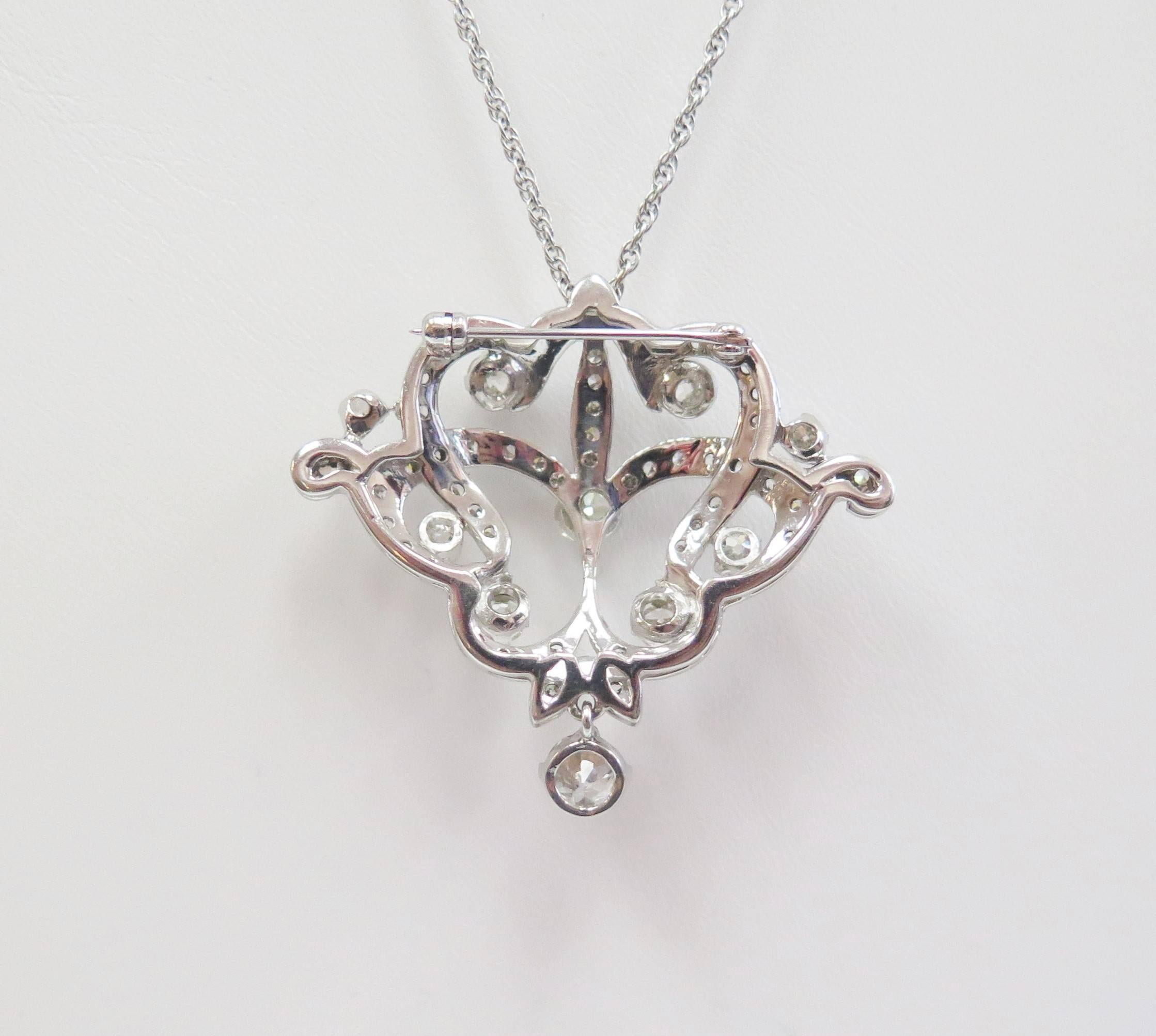 Women's 1920s Diamond Pin or Pendant For Sale