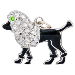 1920’s Art Deco Pave Diamond Enamel Platinum Poodle Charm