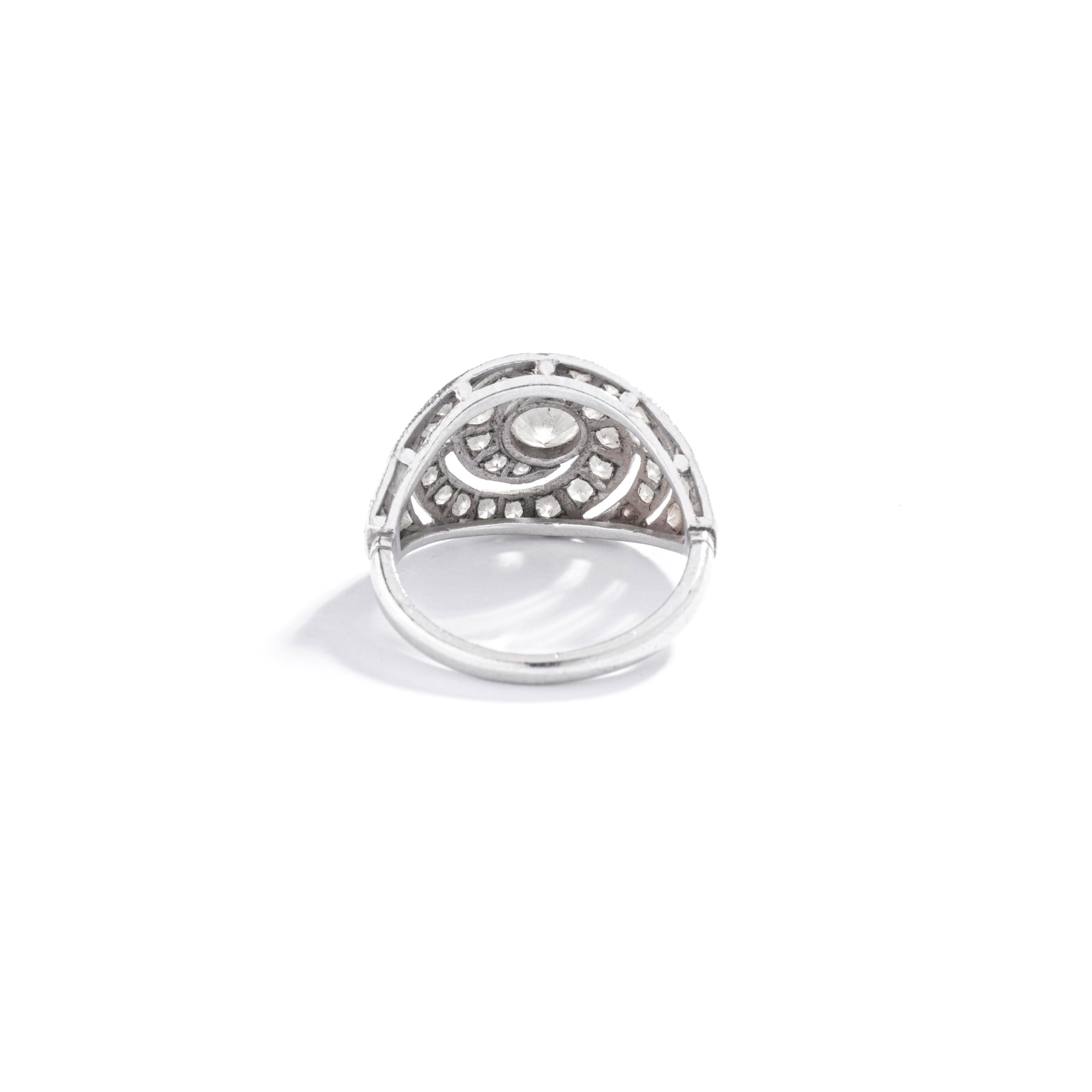 Art Deco 1920s Diamond Platinum Ring For Sale