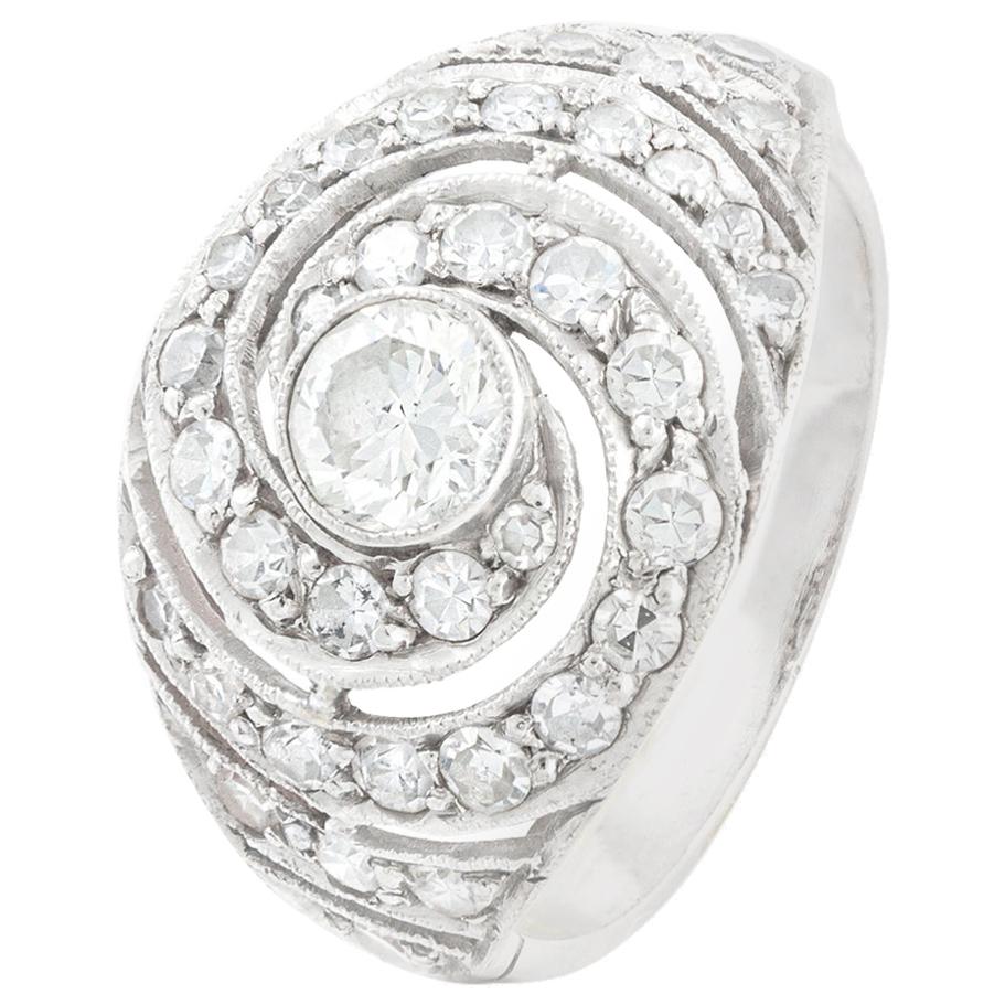 1920s Diamond Platinum Ring For Sale