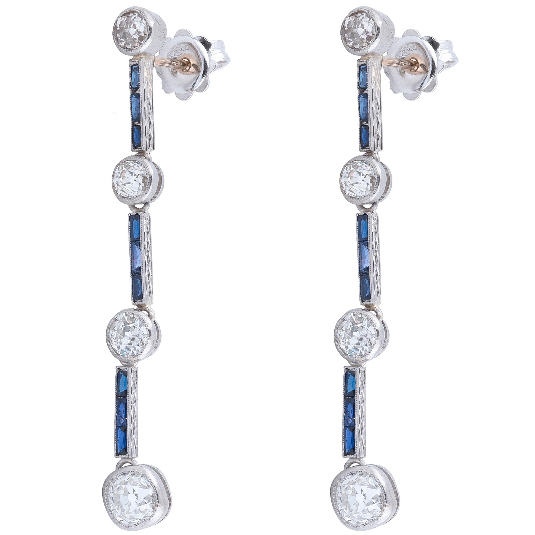 Diamond Platinum Earrings For Sale at 1stdibs
