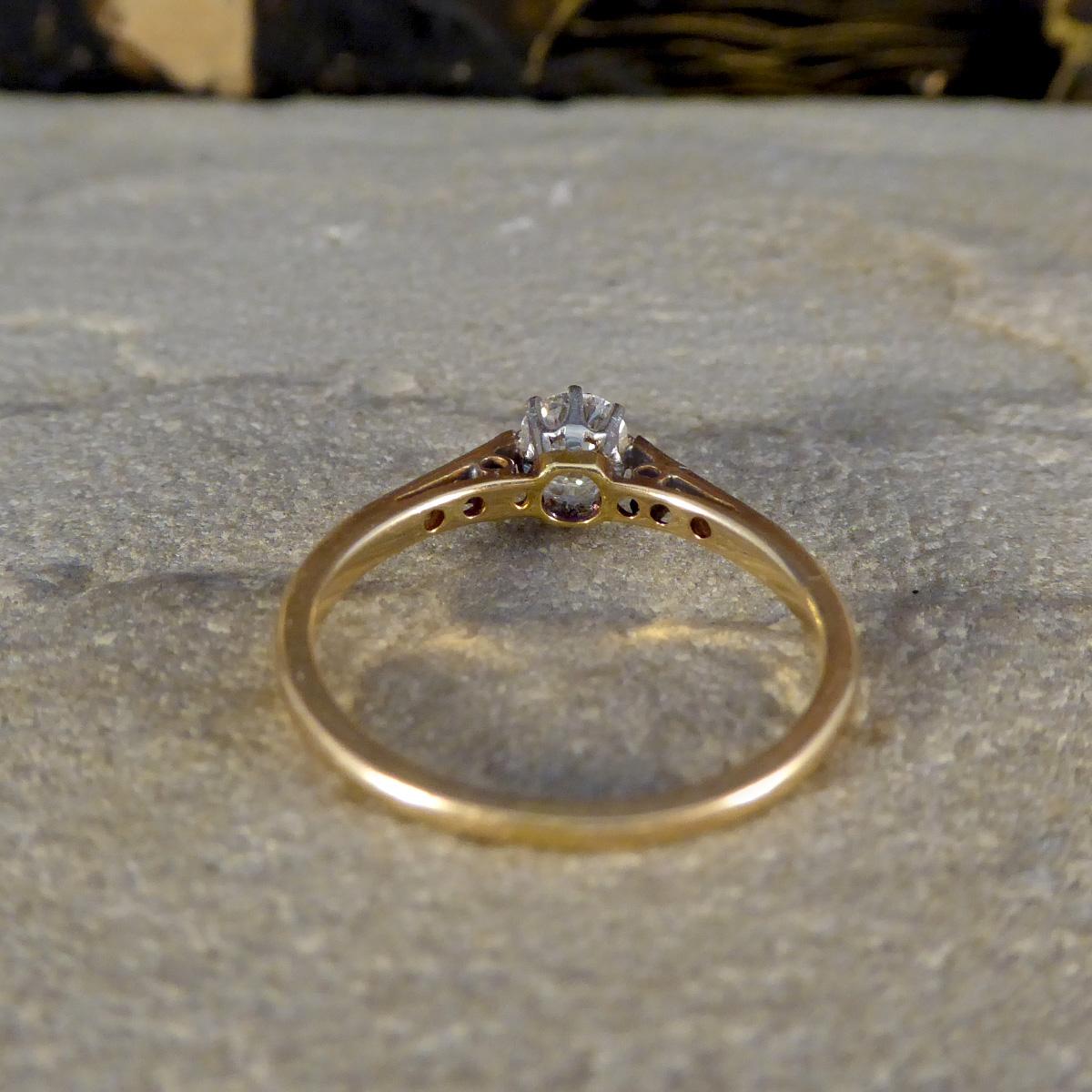 Old European Cut 1920's Diamond Solitaire Engagement Ring in 18ct Yellow Gold and Platinum