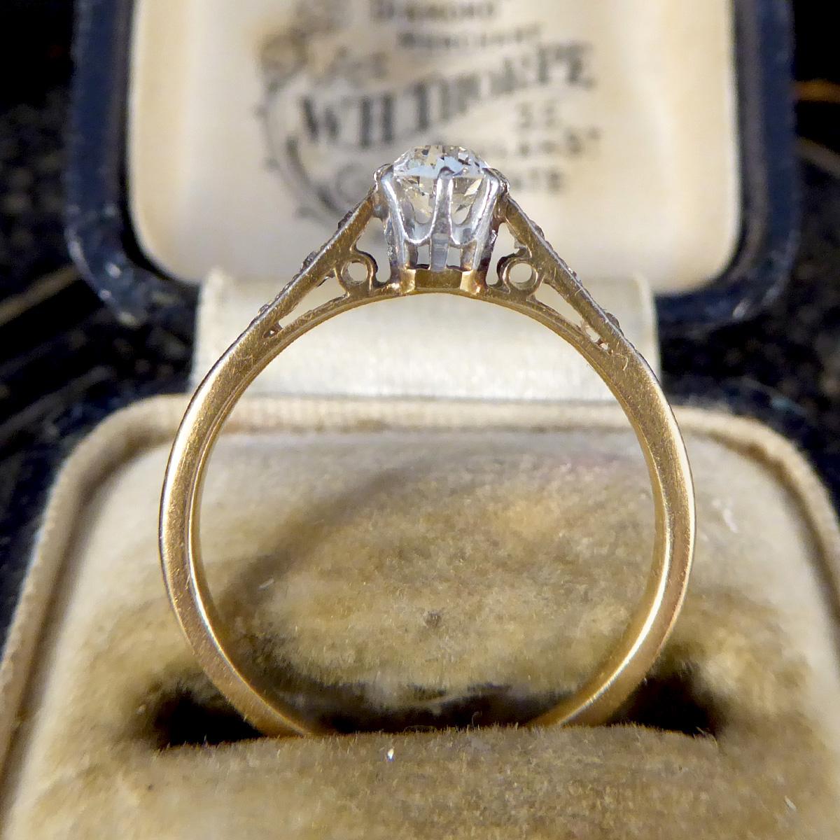 1920's Diamond Solitaire Engagement Ring in 18ct Yellow Gold and Platinum 2