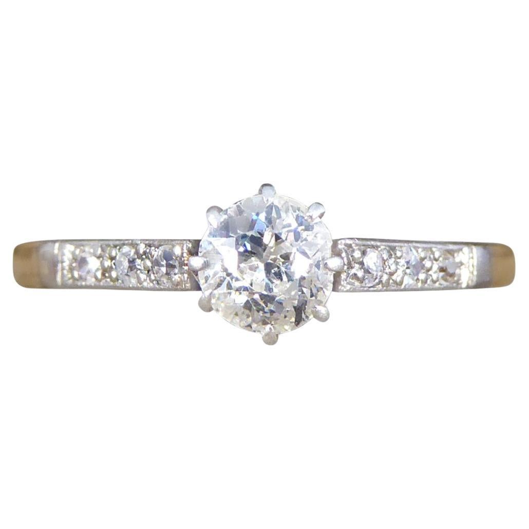 1920's Diamond Solitaire Engagement Ring in 18ct Yellow Gold and Platinum