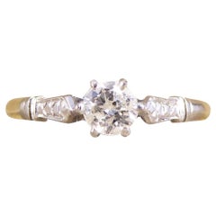 1920's Diamond Solitaire Ring with Diamond set Shoulders in 18ct Gold and Plat