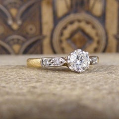 1920's Diamond Solitaire Ring with Diamond Shoulders in 18ct Yellow Gold & Plat
