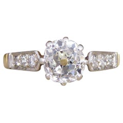 1920's Diamond Solitaire Ring with Diamond Shoulders in 18ct Yellow Gold & Plat