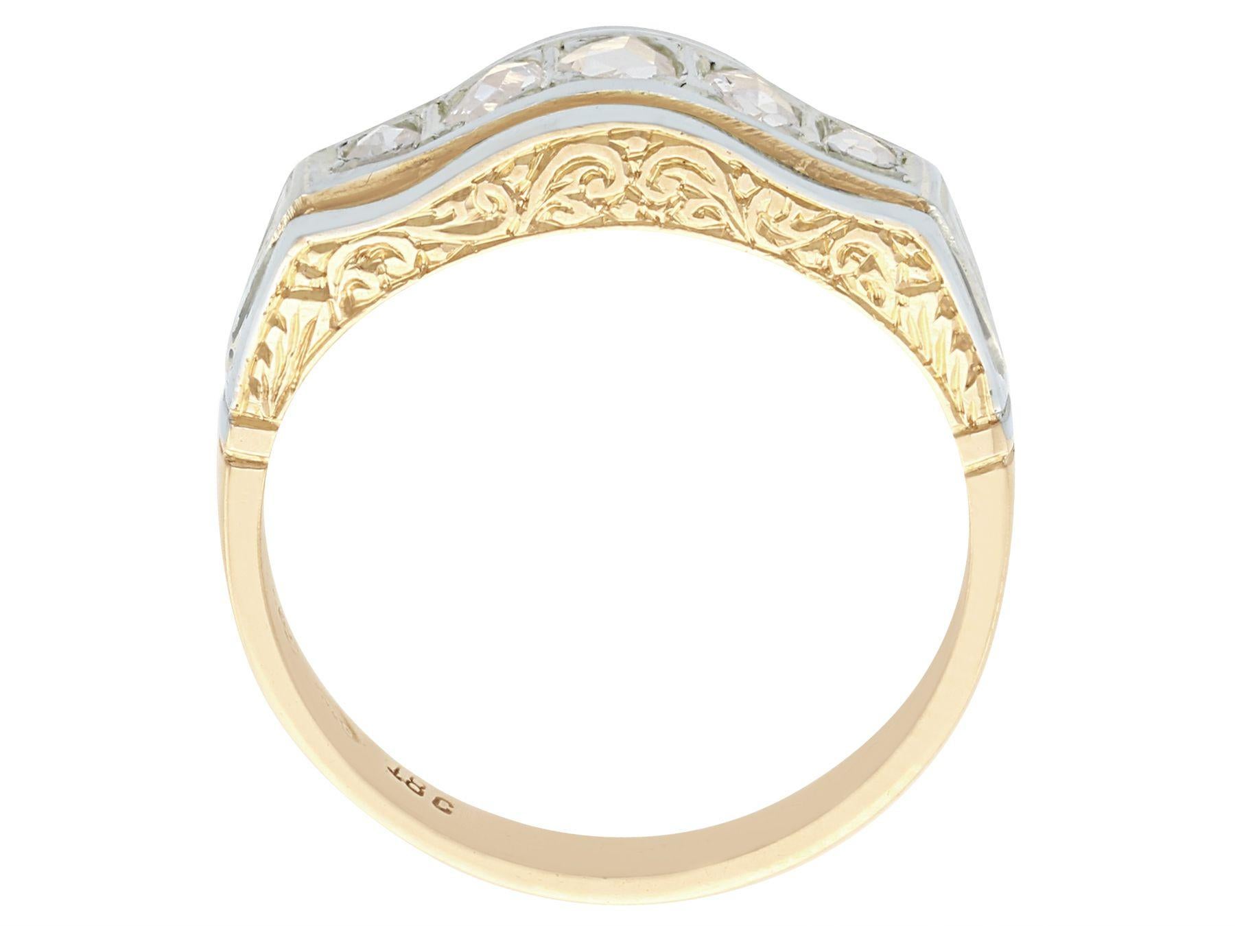 Women's 1920s Diamond Yellow Gold and White Gold Set Five-Stone Cocktail Ring For Sale