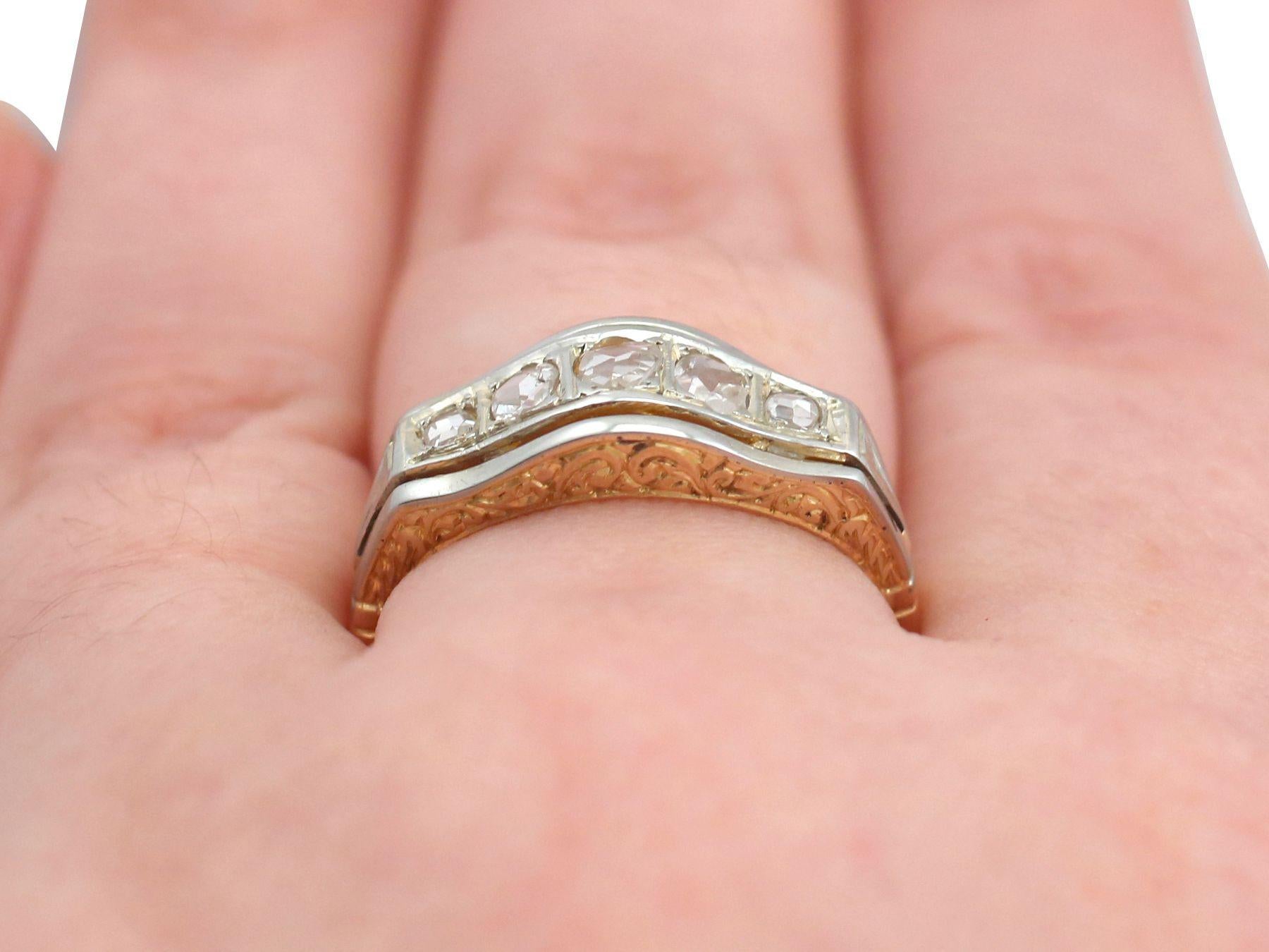 1920s Diamond Yellow Gold and White Gold Set Five-Stone Cocktail Ring For Sale 3