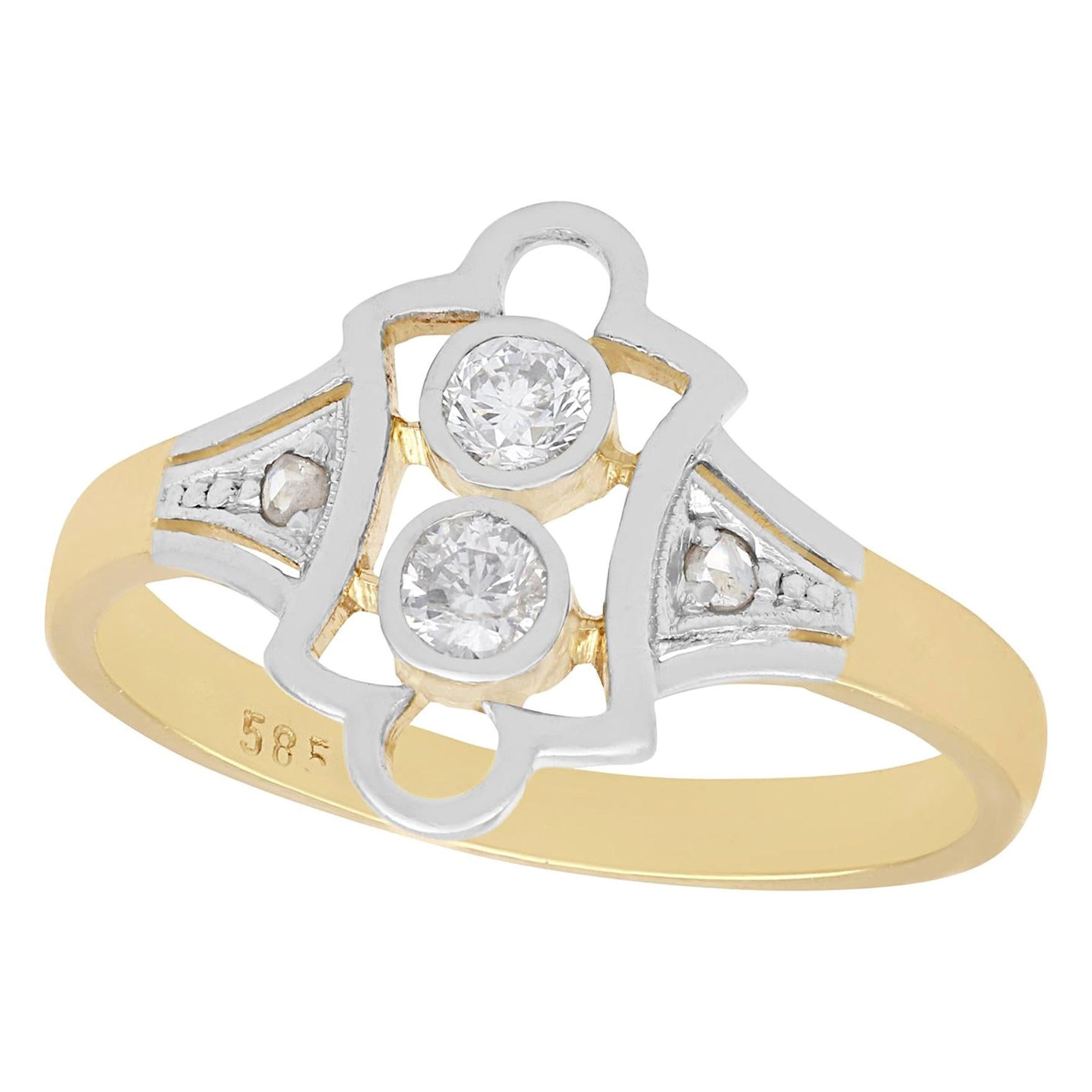 Anillo de cóctel de oro amarillo con diamantes de los años 20