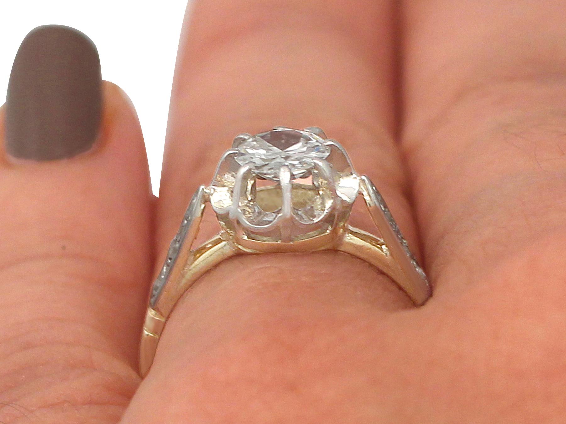 1920s, Diamond and Yellow Gold Solitaire Engagement Ring For Sale 2