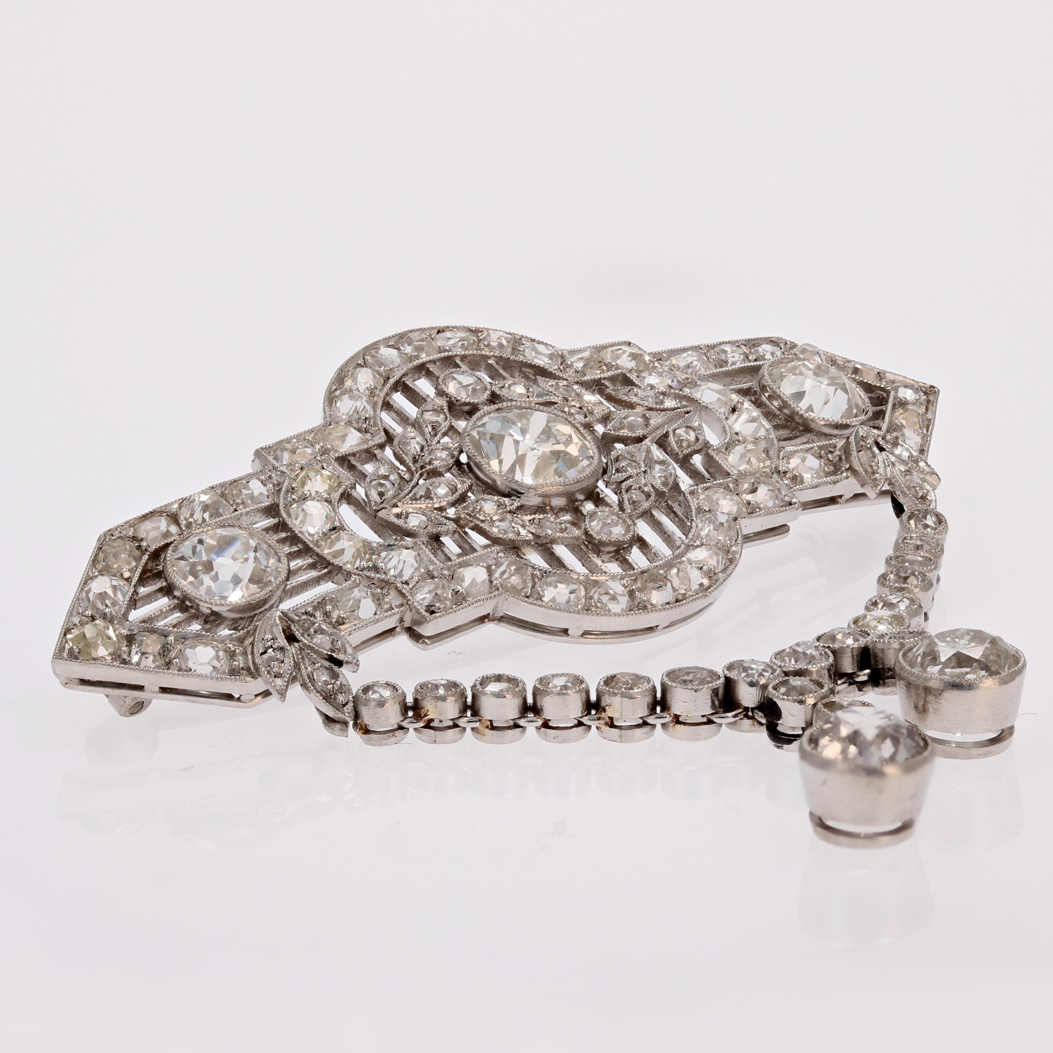 1920s Diamonds Platinum Lace Brooch For Sale 6