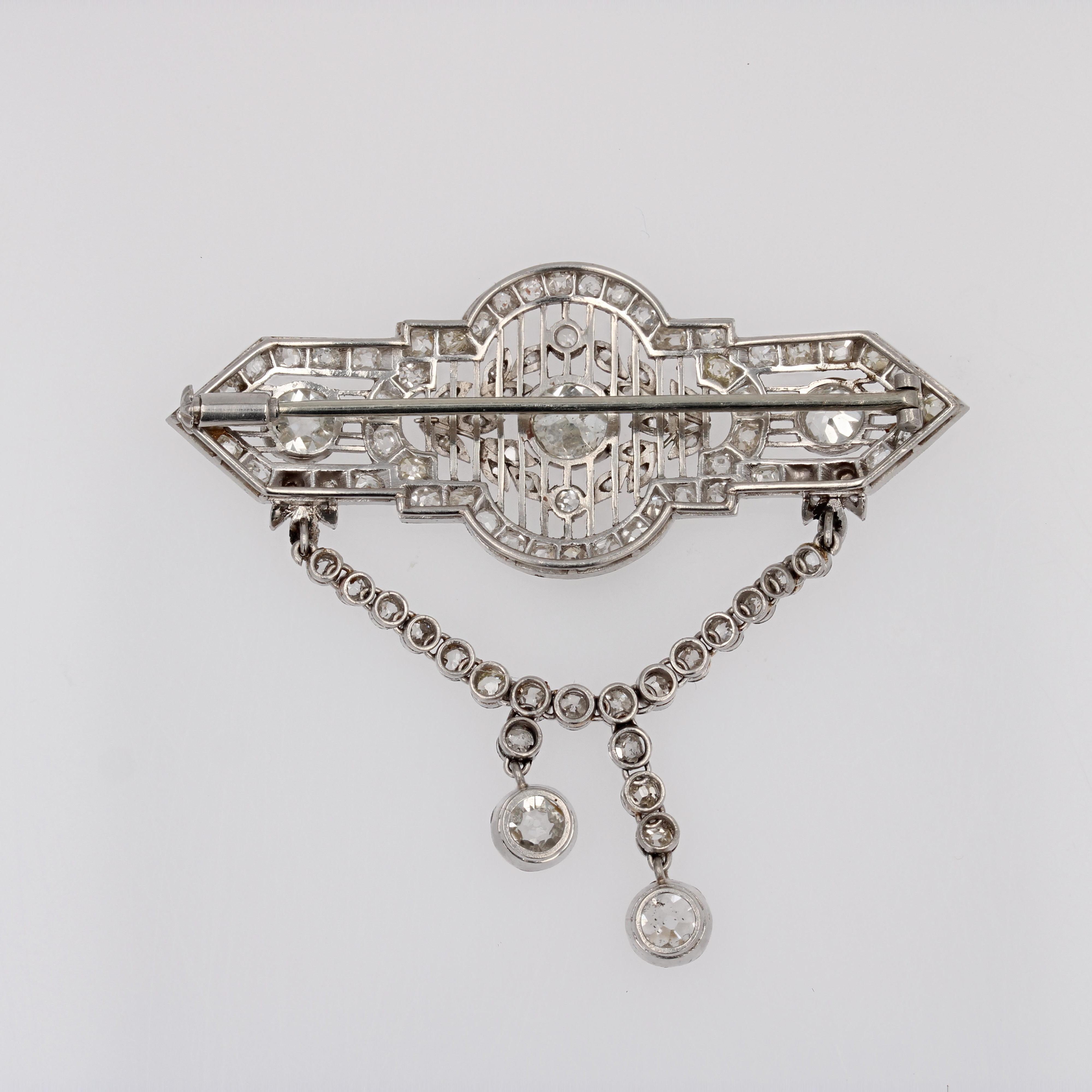 1920s Diamonds Platinum Lace Brooch For Sale 11