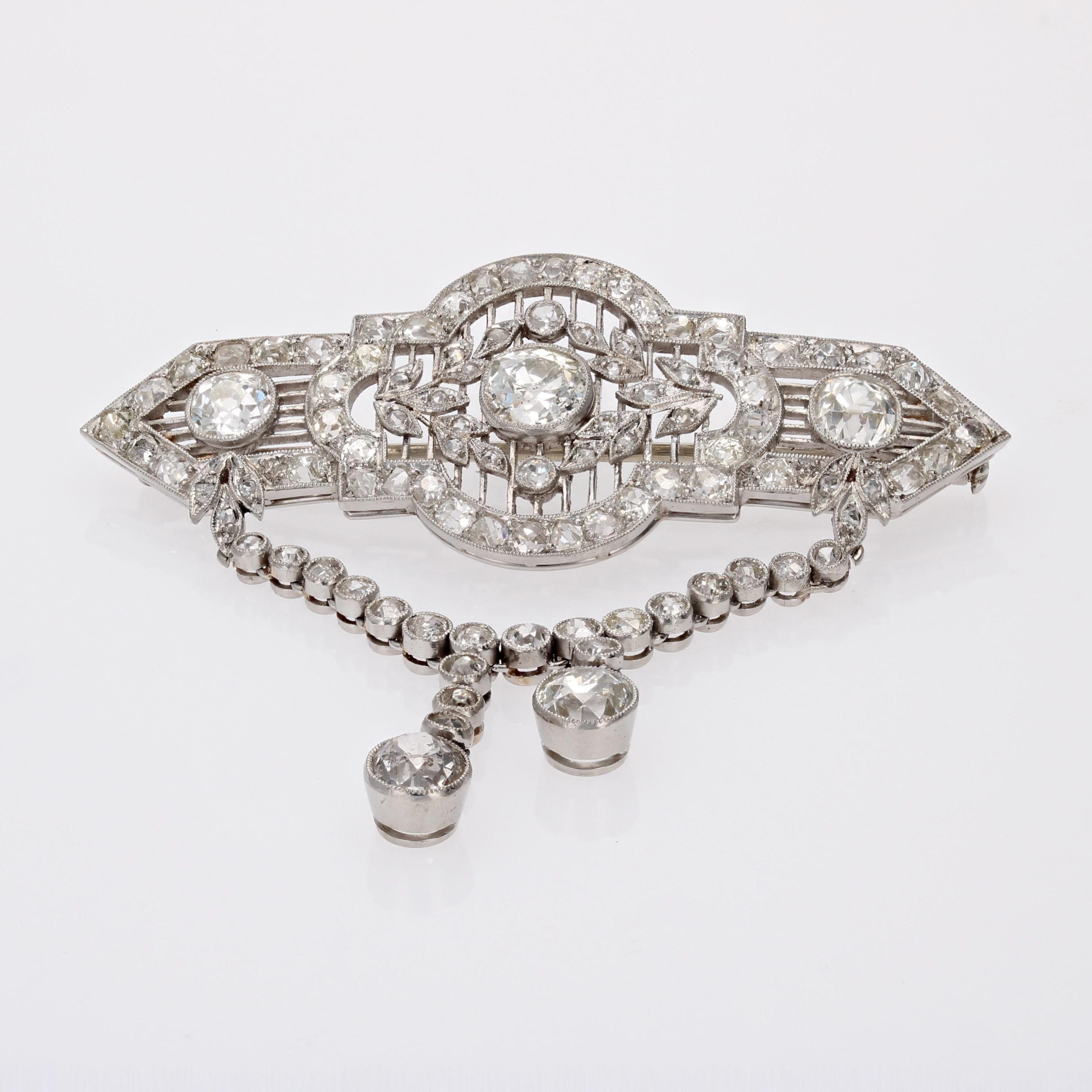 1920s Diamonds Platinum Lace Brooch For Sale 2
