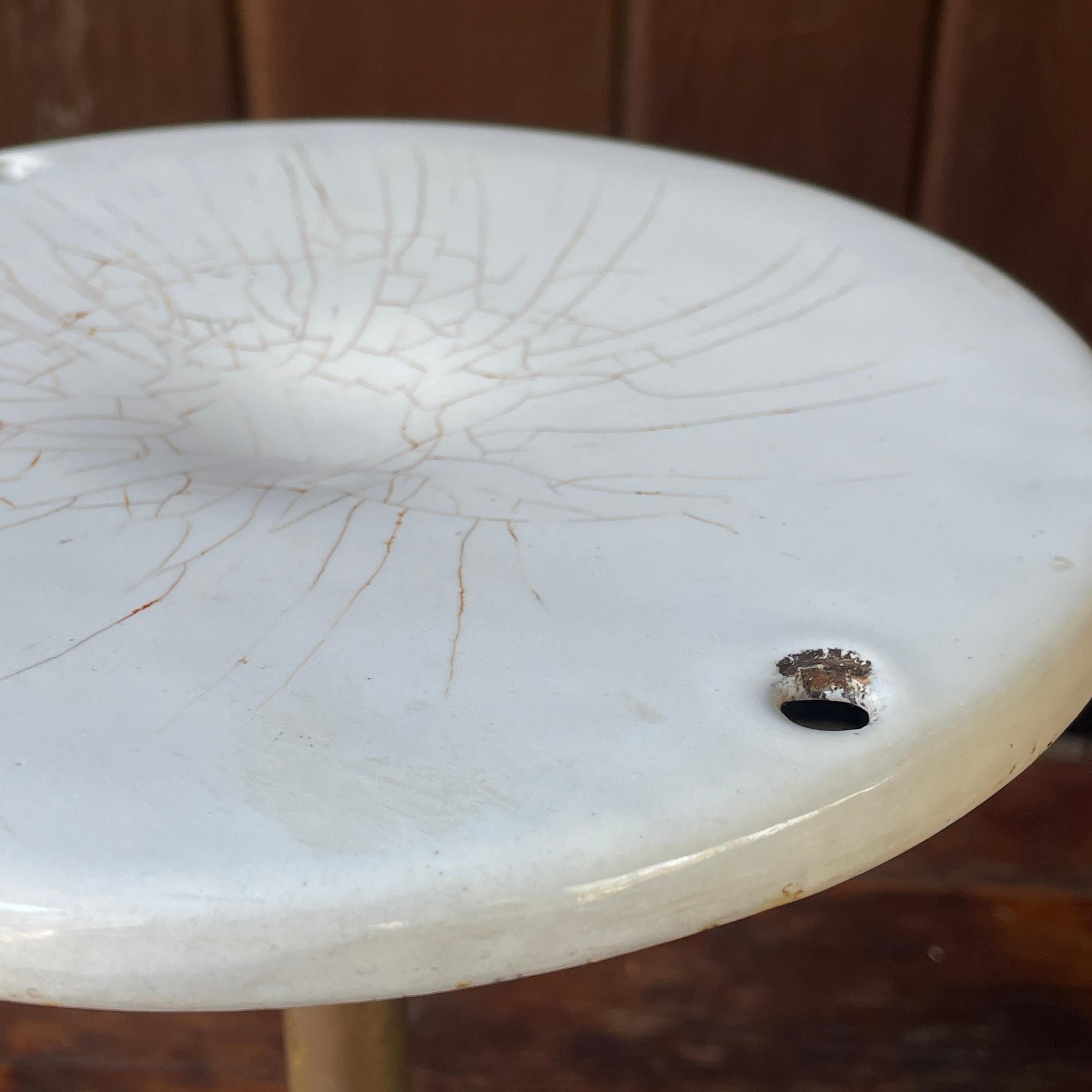 1920s DINER Nickel + Enamel Food Display Cake Cupcake Stand Pedestal Centerpiece 4
