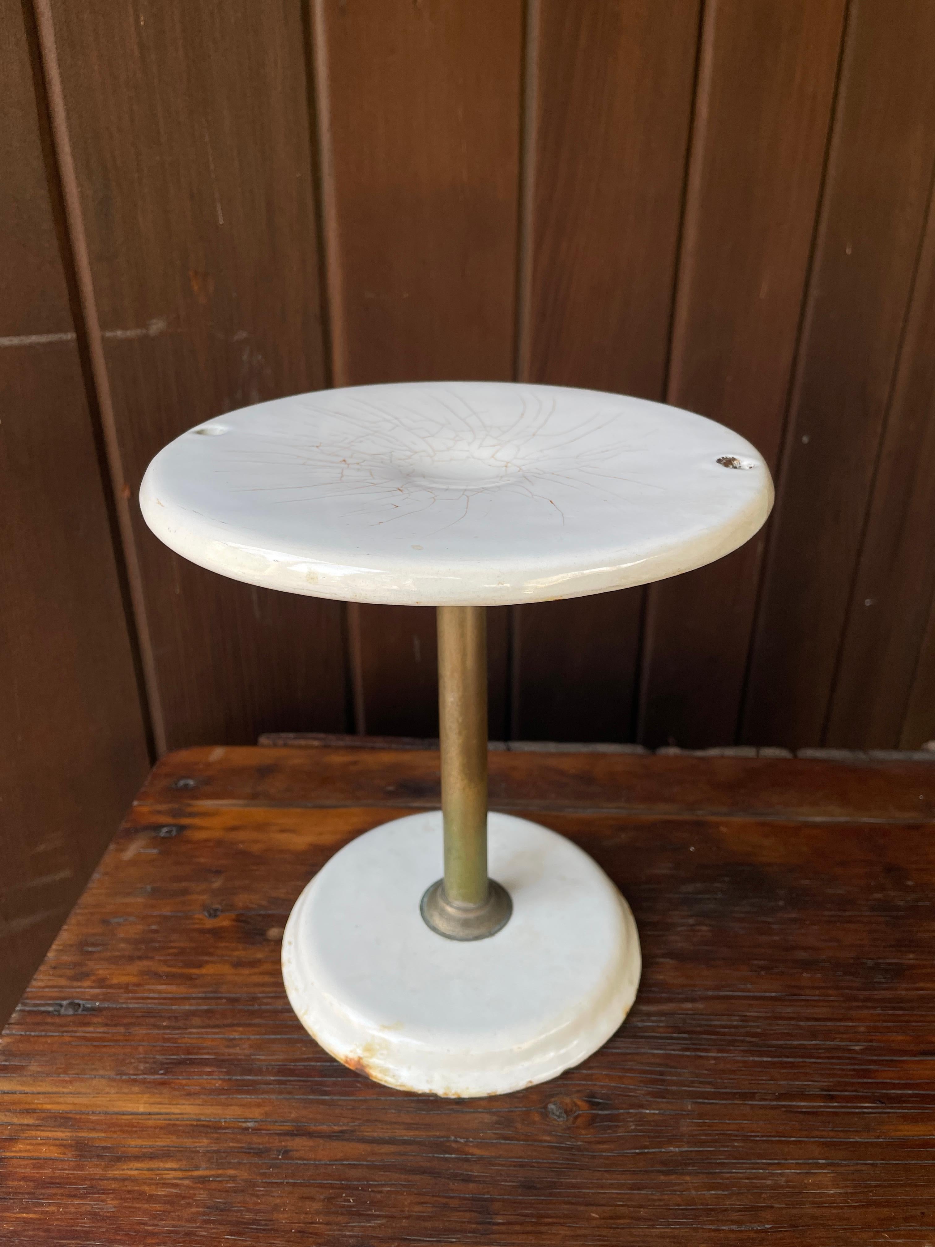 Art Deco 1920s DINER Nickel + Enamel Food Display Cake Cupcake Stand Pedestal Centerpiece