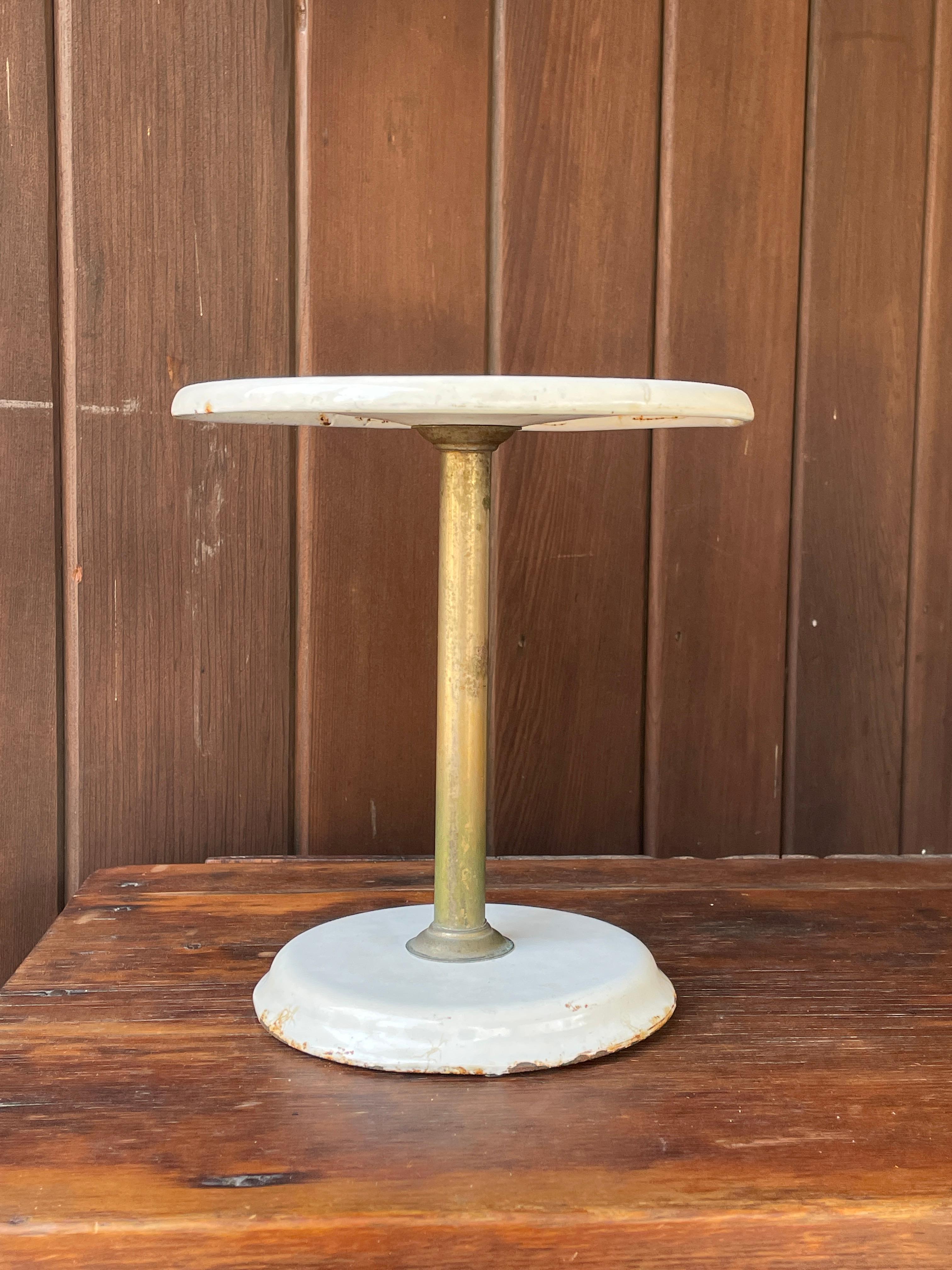 American 1920s DINER Nickel + Enamel Food Display Cake Cupcake Stand Pedestal Centerpiece