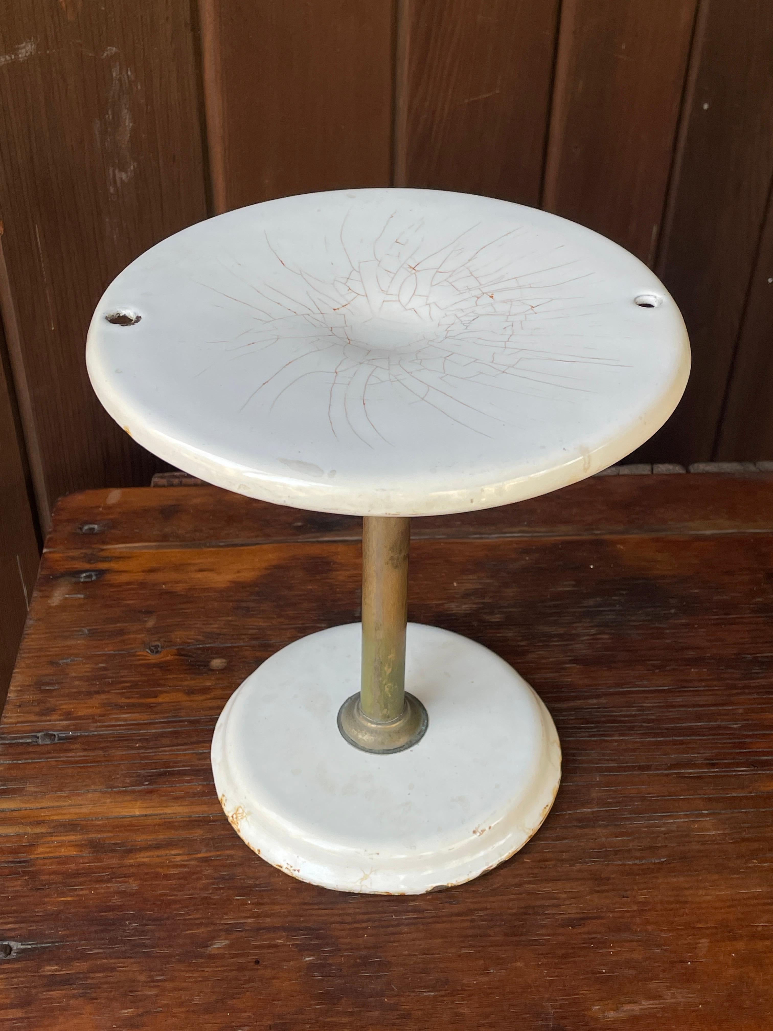 Plated 1920s DINER Nickel + Enamel Food Display Cake Cupcake Stand Pedestal Centerpiece