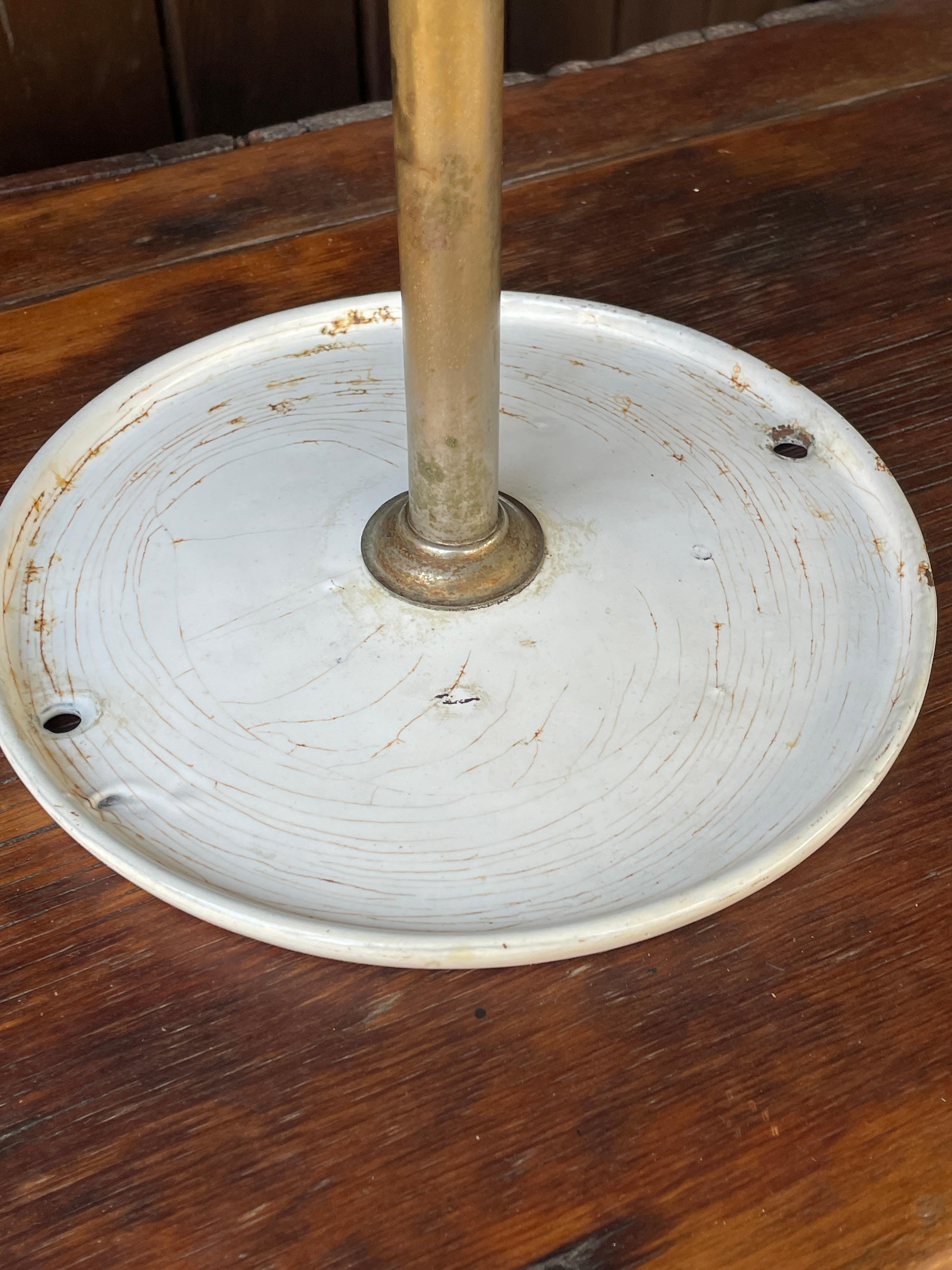 1920s DINER Nickel + Enamel Food Display Cake Cupcake Stand Pedestal Centerpiece In Distressed Condition In Hyattsville, MD