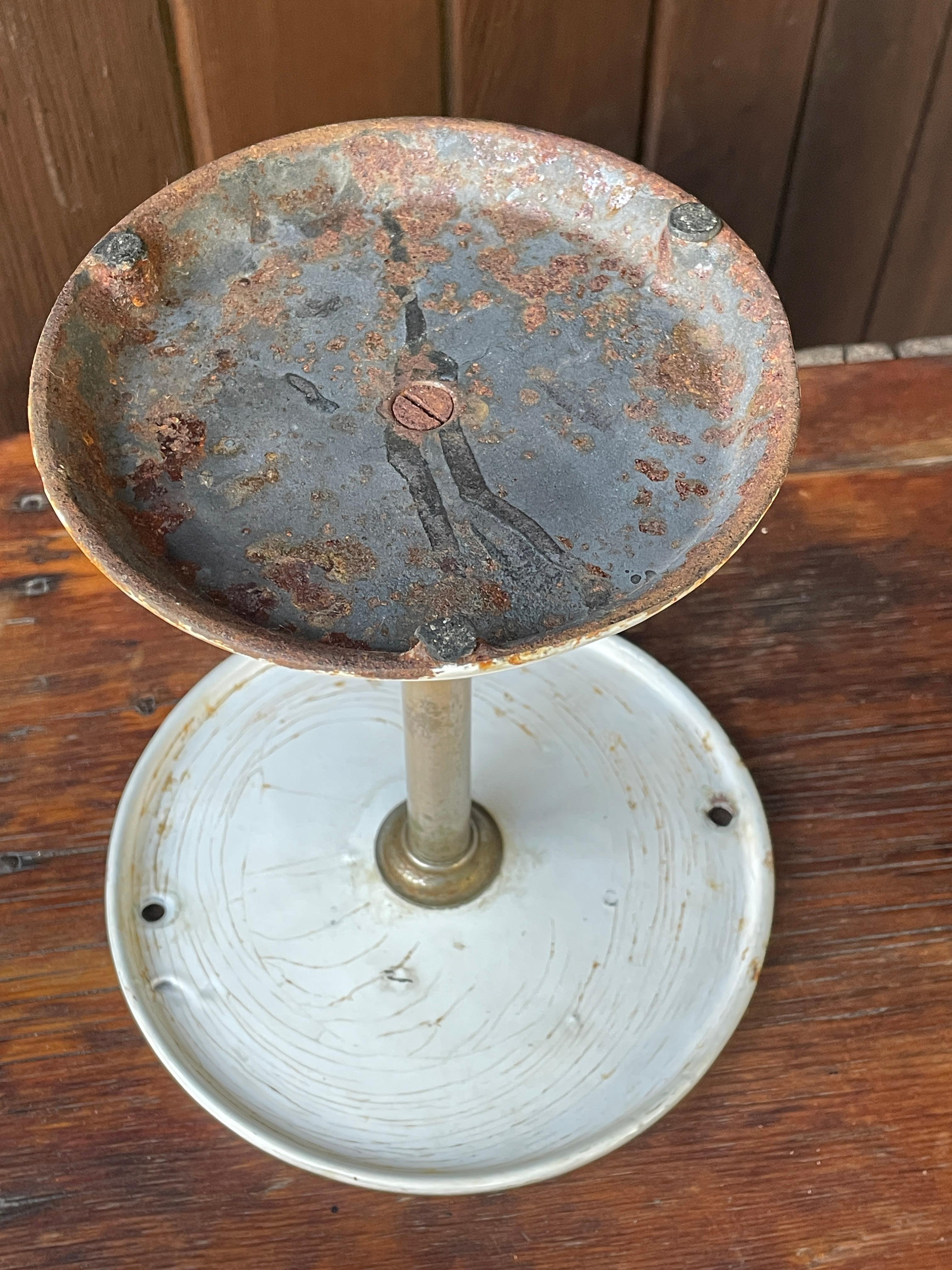 20th Century 1920s DINER Nickel + Enamel Food Display Cake Cupcake Stand Pedestal Centerpiece