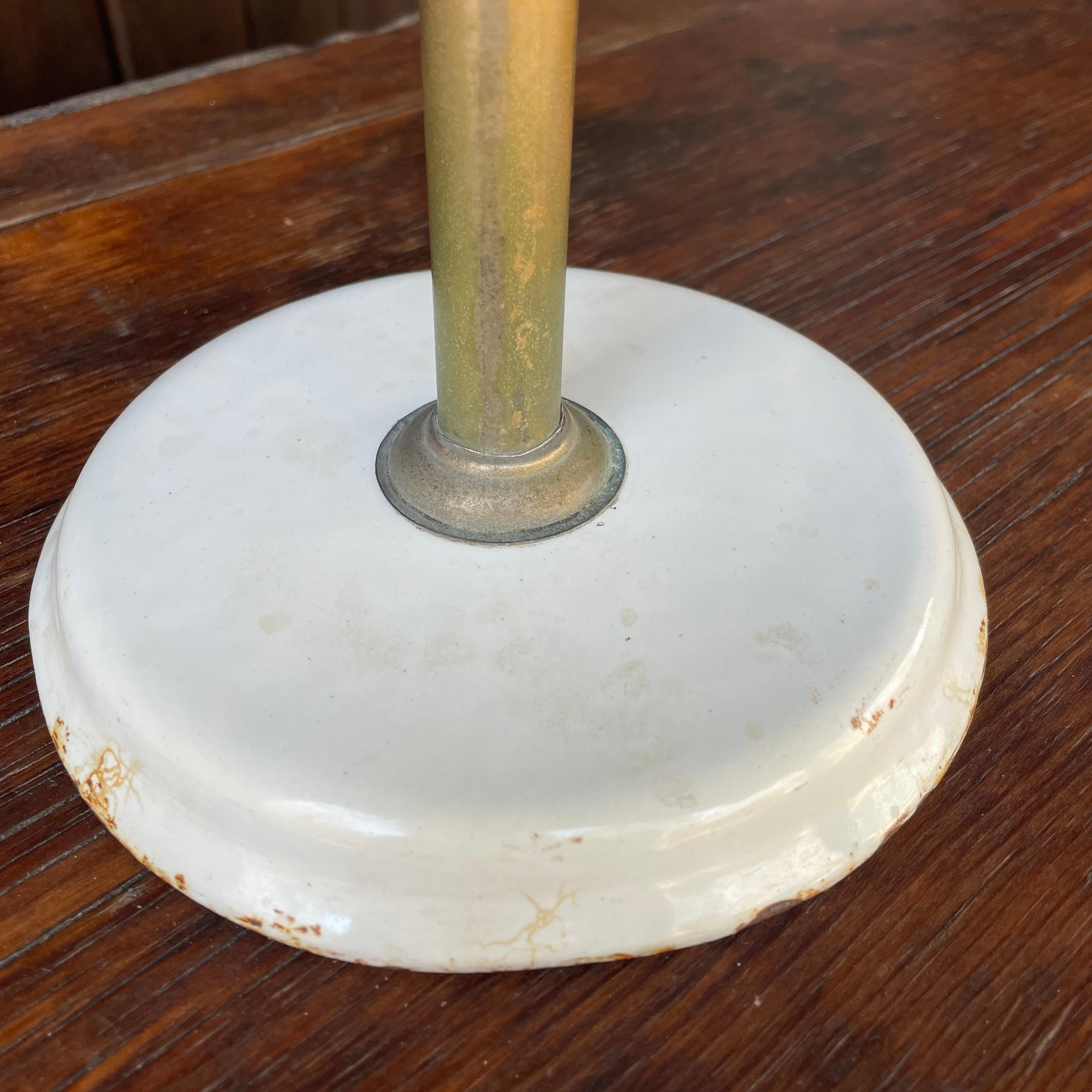 1920s DINER Nickel + Enamel Food Display Cake Cupcake Stand Pedestal Centerpiece 2