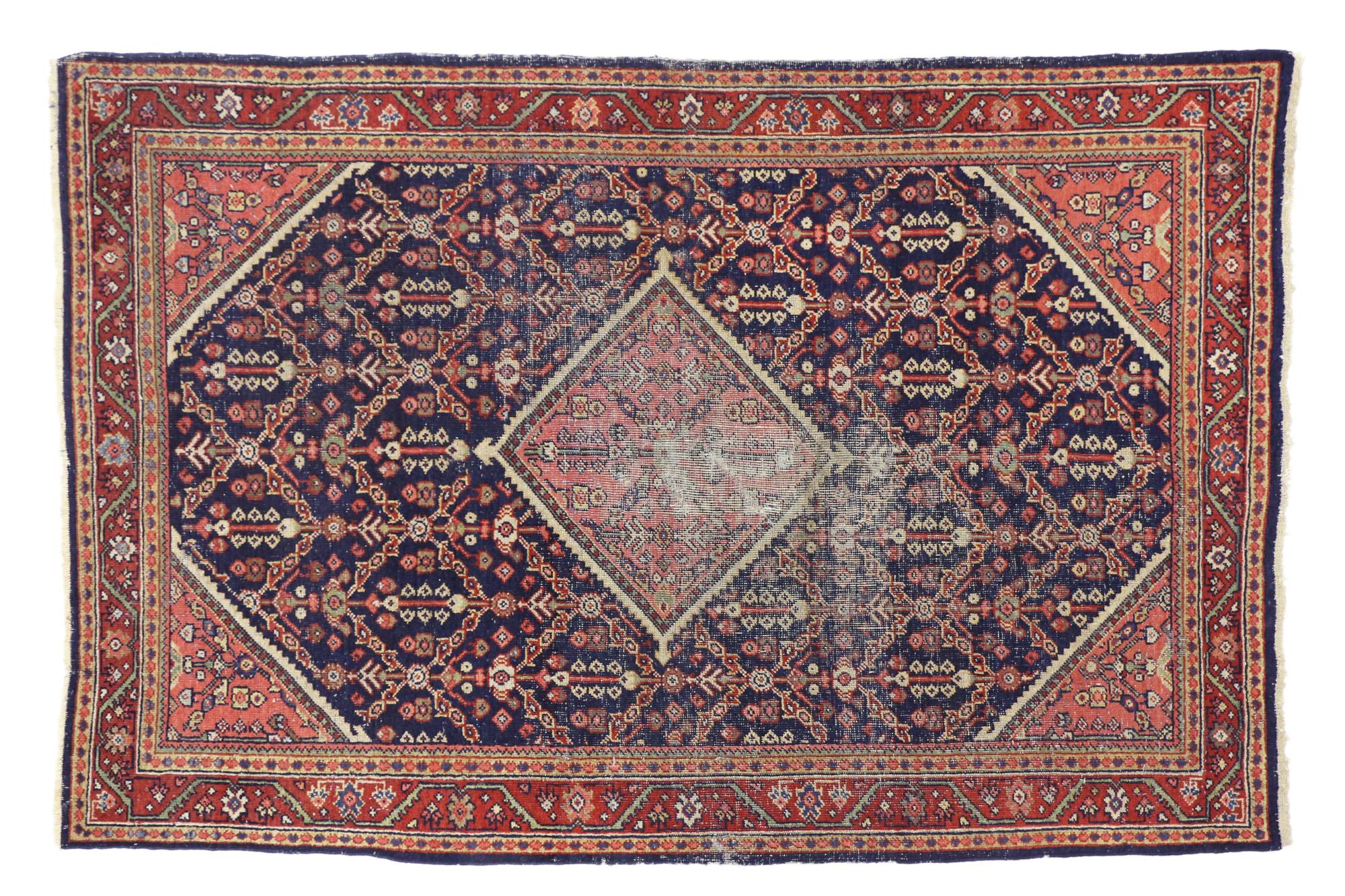 1920's Distressed Antike Persische Mahal Teppich (Wolle) im Angebot