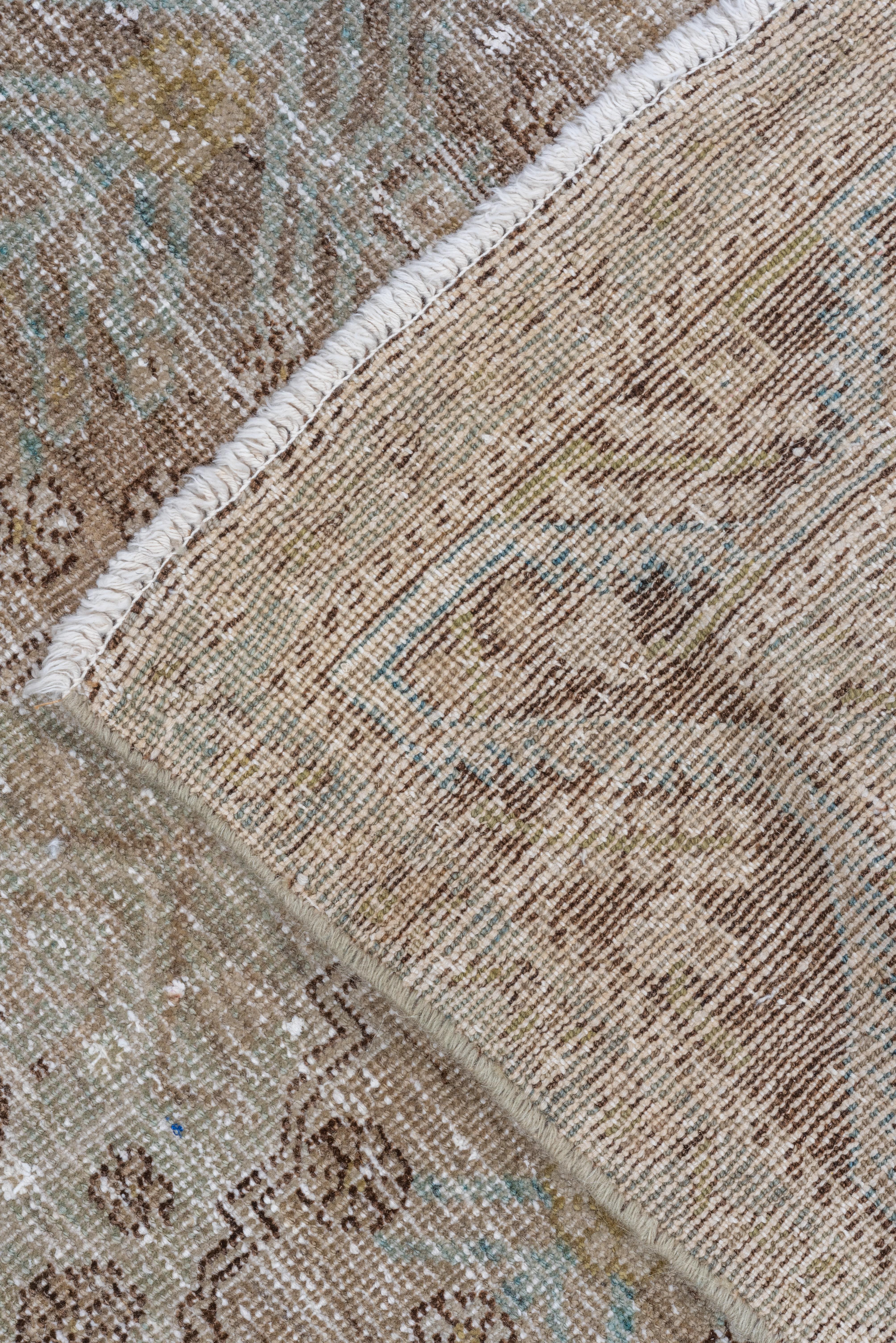 1920s Distressed Antique Turkish Sivas Rug, Earth Tones, Light Blue Accents For Sale 1