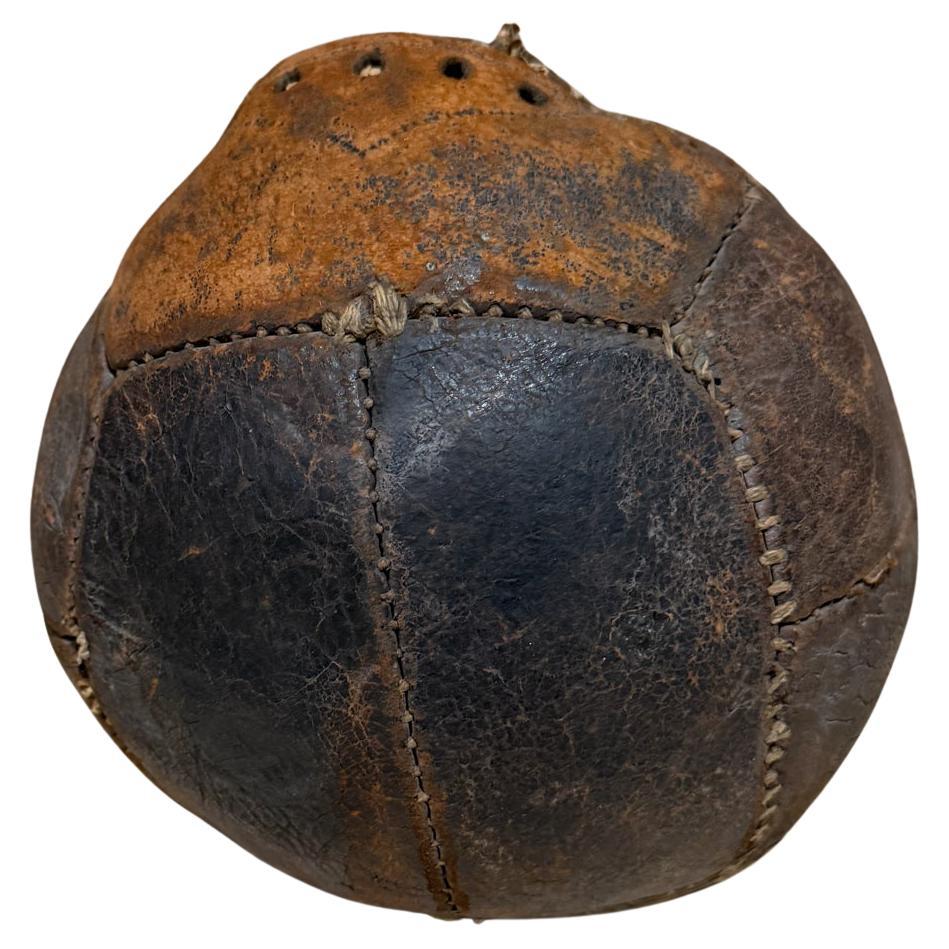 1920s Distressed Leather Soccer Medicine Ball