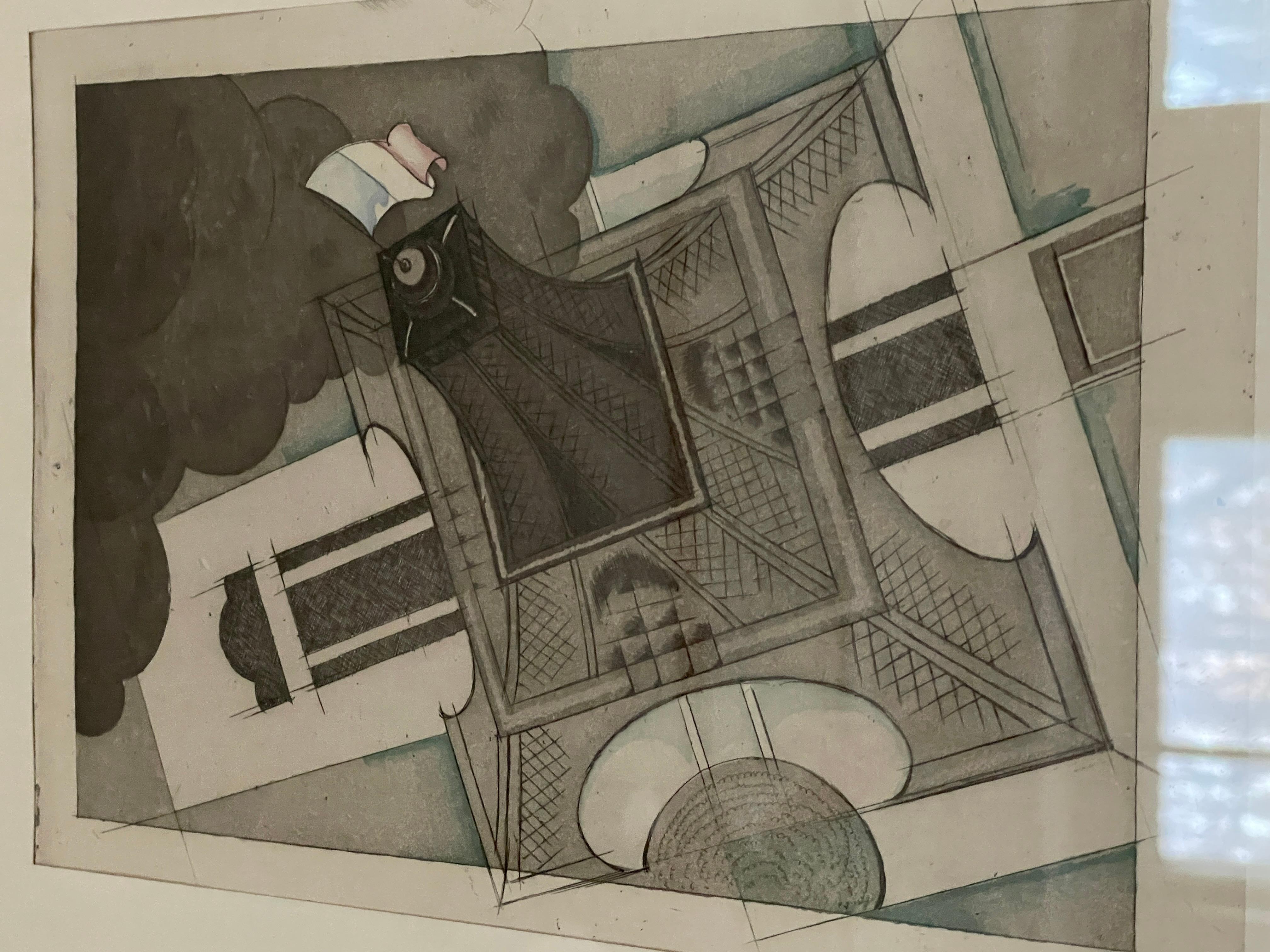 Signed Charles Martin Etching Le Tour Eiffel Paris Aquatint Drawing France Tower (Art déco) im Angebot