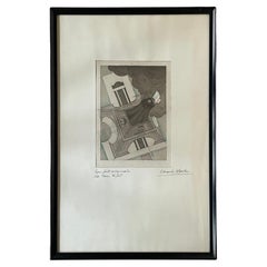 Antique 1920s Drawing Le Tour Eiffel Paris France Tower Charles Martin Etching Aquatint