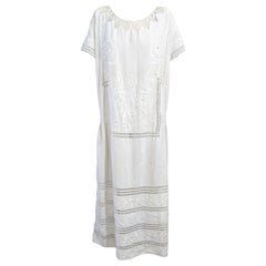 Robe en lin édouardienne décorée à la taille tombante, années 1920
