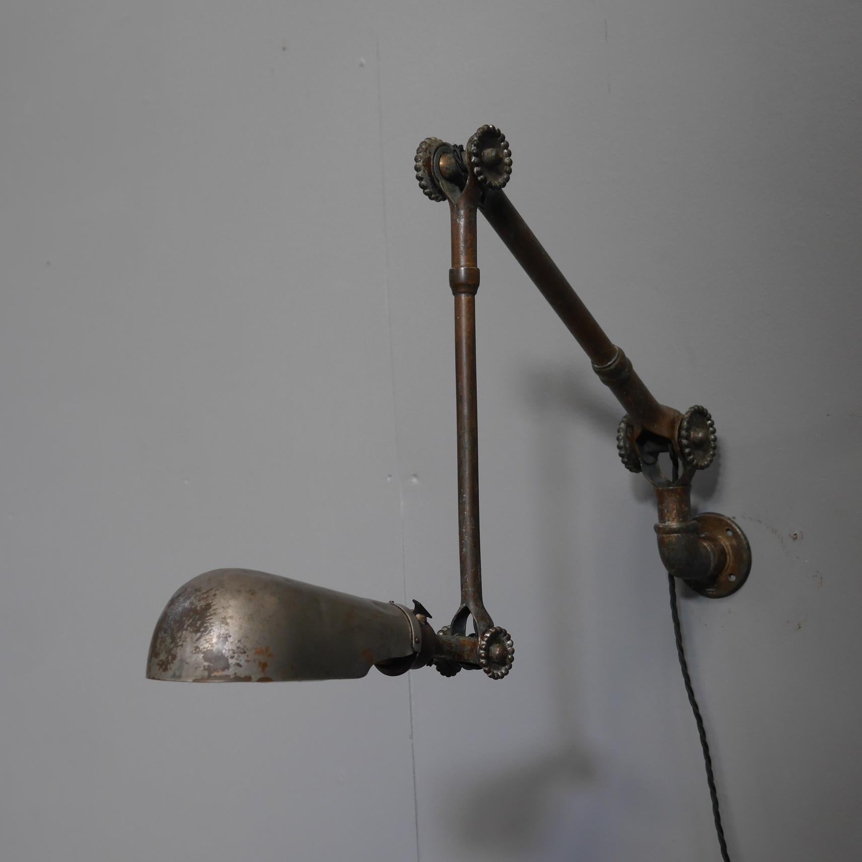1920's Dugdills Brass Wall Lamp 1