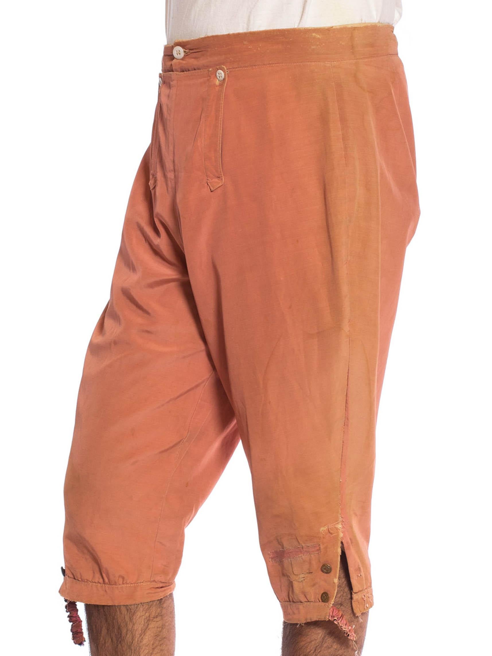 1920S Dusty Rose Silk & Cotton Men's Distressed 18Th Century Style Pants From MGM Hollywood