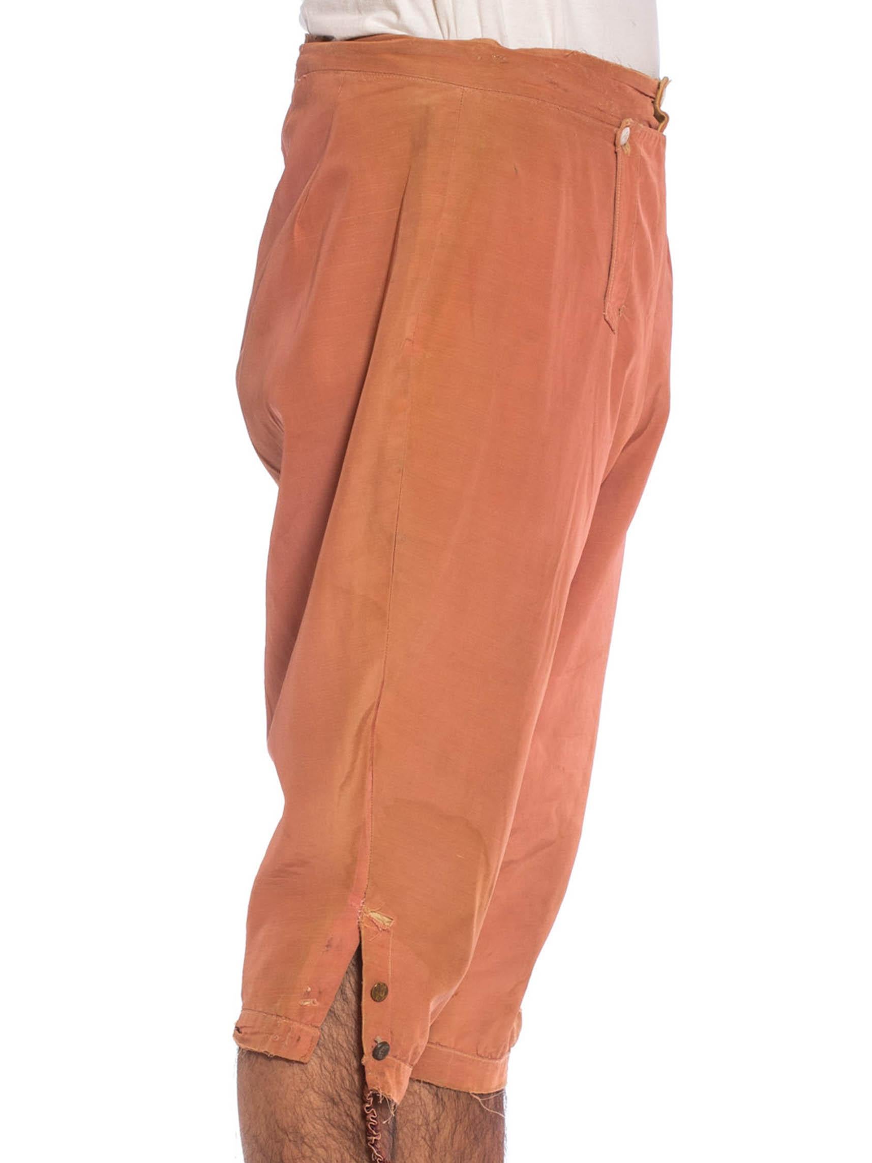 1920S Dusty Rose Silk & Cotton Men's Distressed 18Th Century Style Pants From M For Sale 1